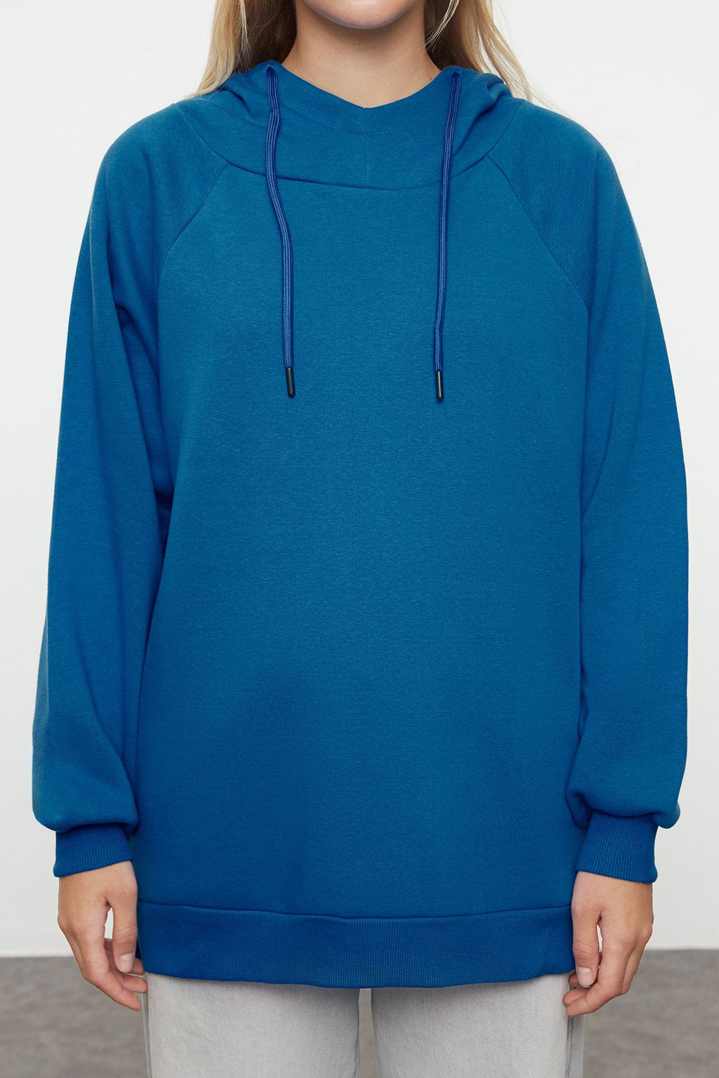 Saks Kapusonlu Oversize Sardonlu Orme Sweatshirt