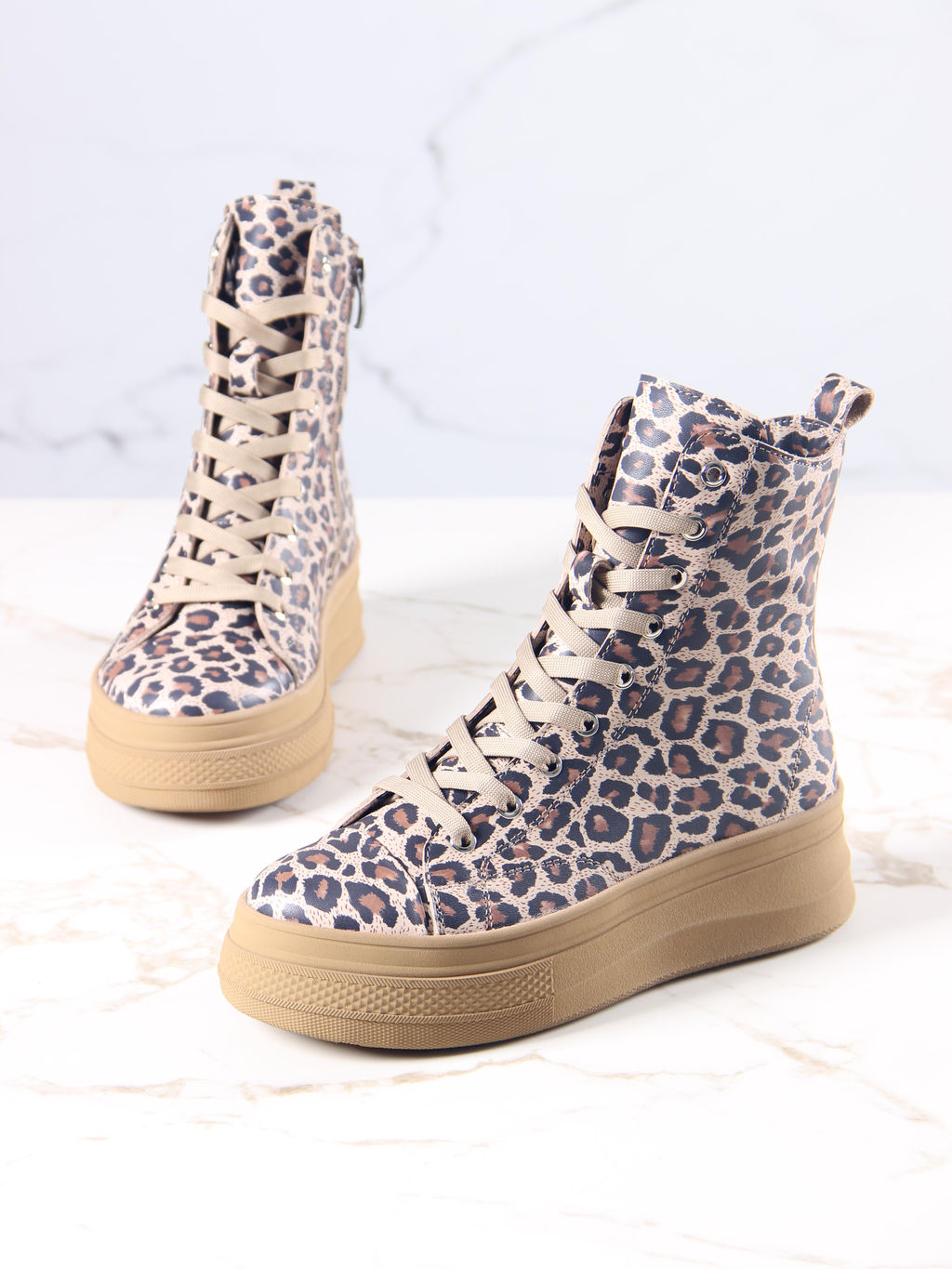 Ботинки 215.warmbr.Бежевый леопард/байка