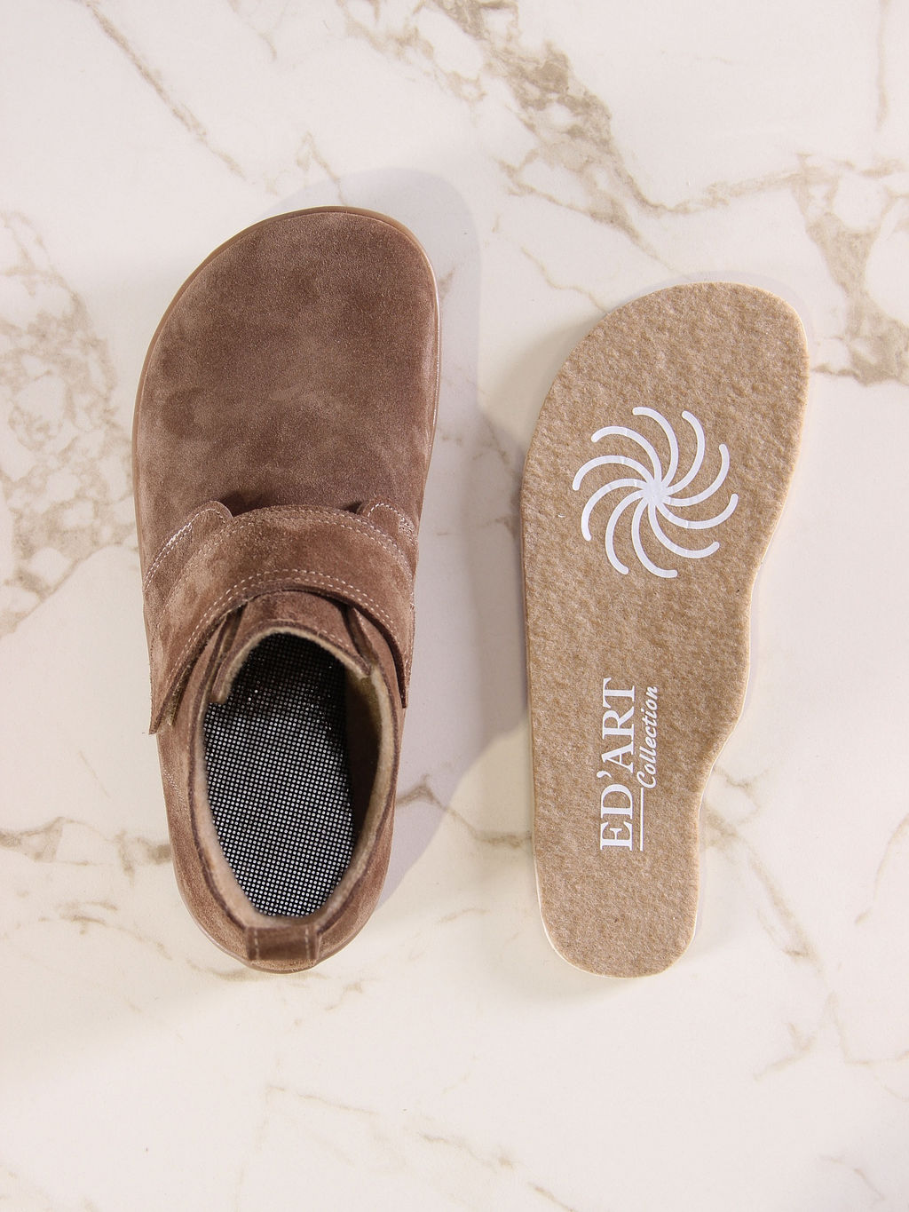 Босоногие ботинки 209.NATAbr.Серо-коричневая замша/мех