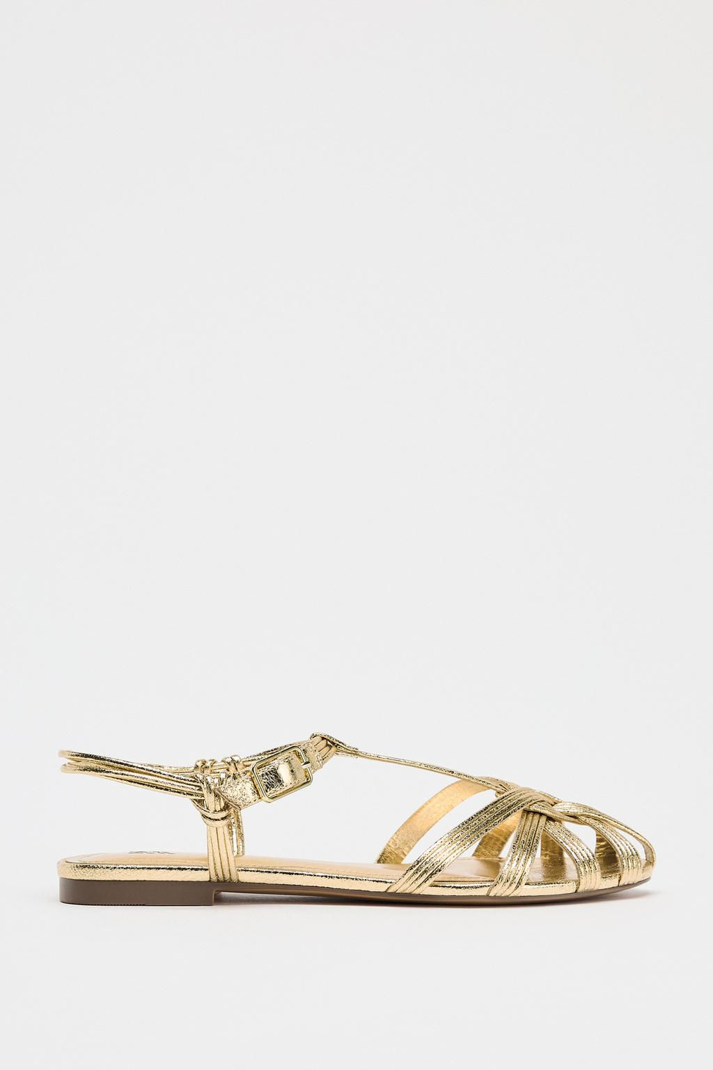 STRAPPY METALLIC-EFFECT CAGE SANDALS - Zara фото 5