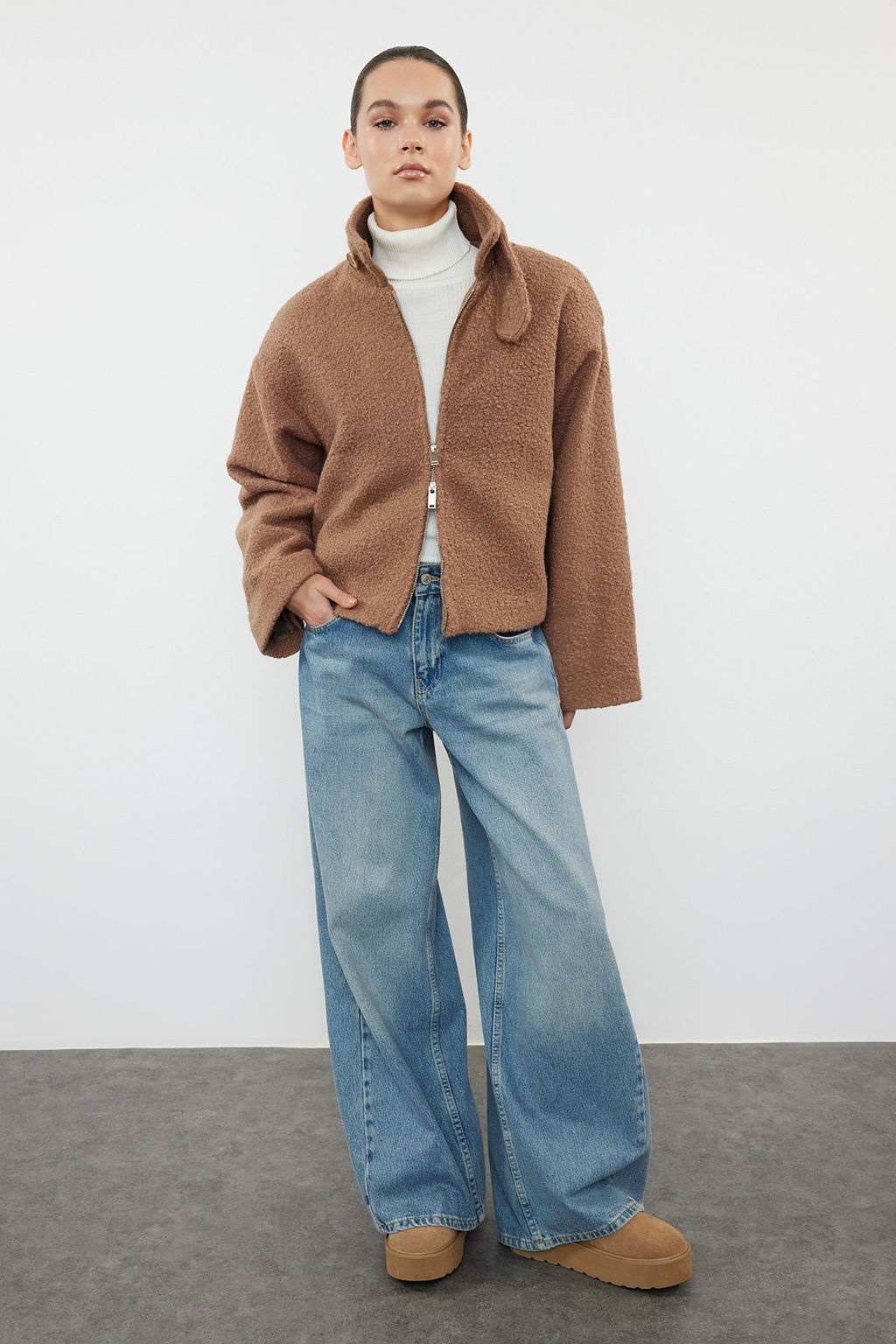 TRENDYOLMILLA K?rm?z? Yaka Detayl? Buklet Ince Ceket Mont TWOAW25MO00086 фото 3