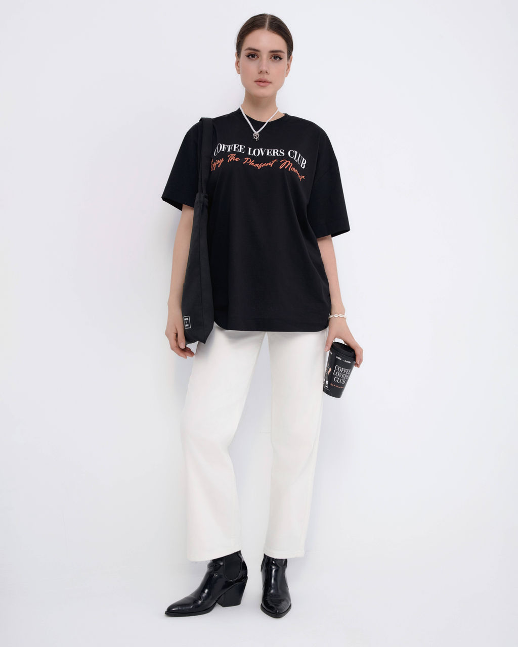 CONTE Удлиненная oversize-футболка из хлопка с рисунком Alter ego LD 2702 black-alter ego