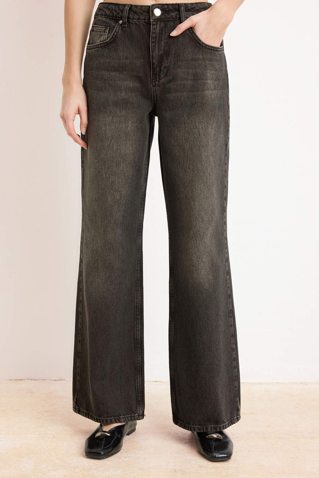 Koyu Mavi Yuksek Bel Wide Leg Jeans TWOAW26JE00007 - Trendyolmilla фото 13