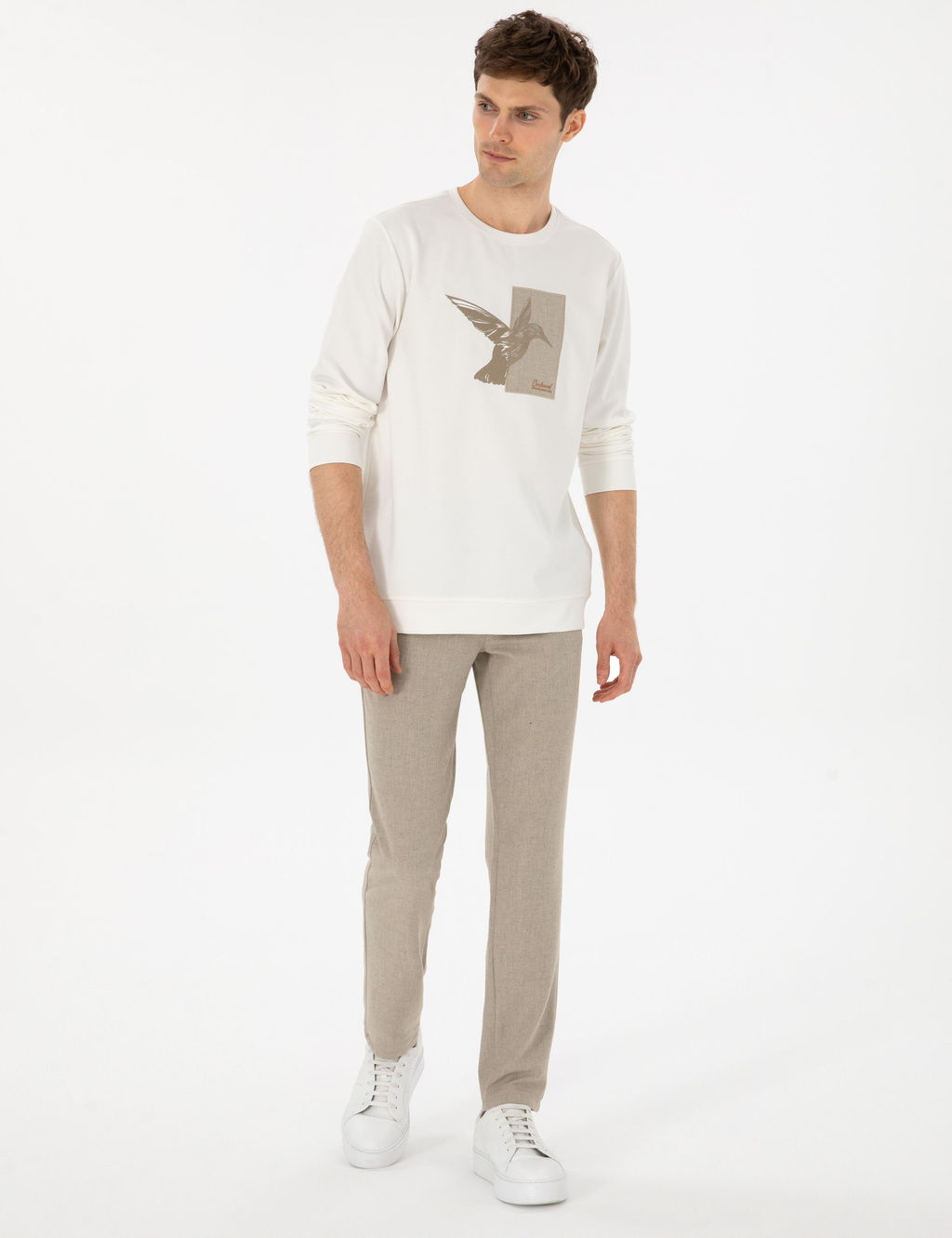 Bej Slim Fit Y_n Kar___ml_ Kanvas Pantolon - Cacharel фото 3