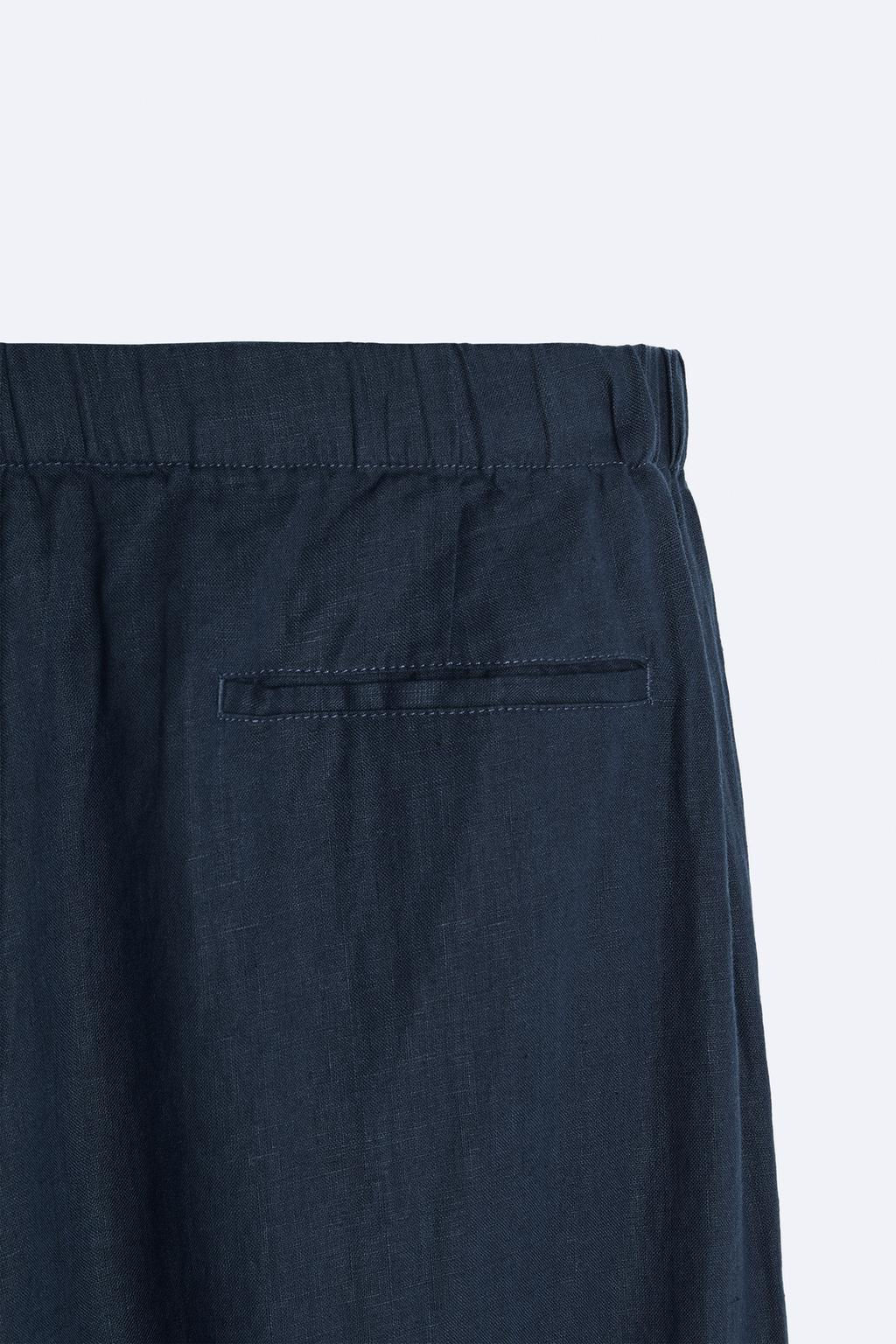 100% LINEN JOGGER WAIST TROUSERS - Zara фото 9
