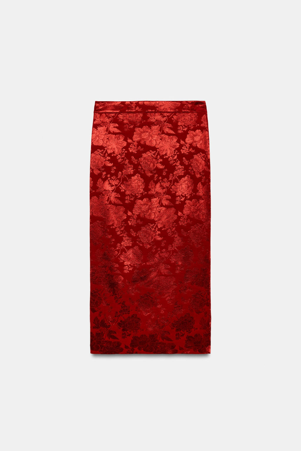 FALDA MIDI JACQUARD FLORES / Burdeos - Zara фото 3