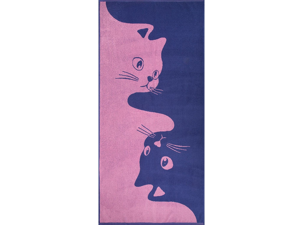 Полотенце махровое 6с102.411ж1 Инь-ян-коты(пурпурн3) 67х150см