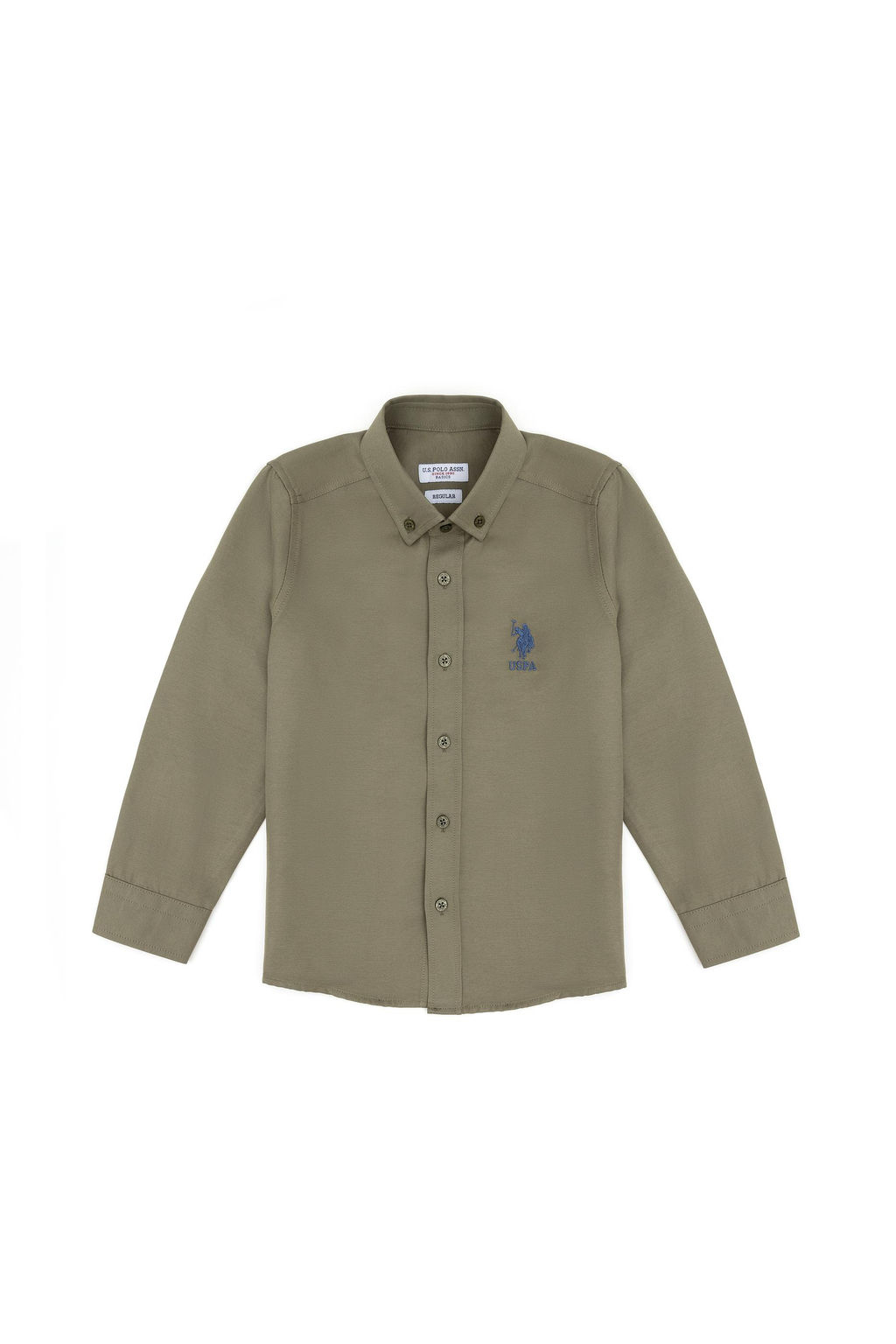 Базовая рубашка цвета хаки с длинным рукавом для мальчика Неожиданная скидка в корзине