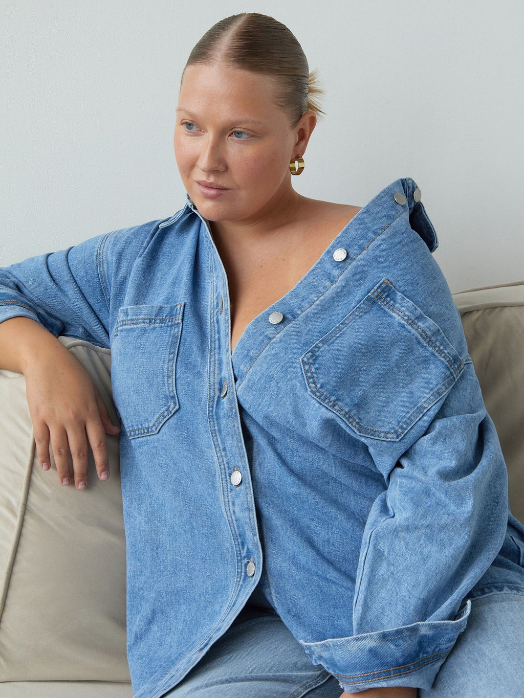 Рубашка из денима с карманами B2681/carnia - Emka фото 2