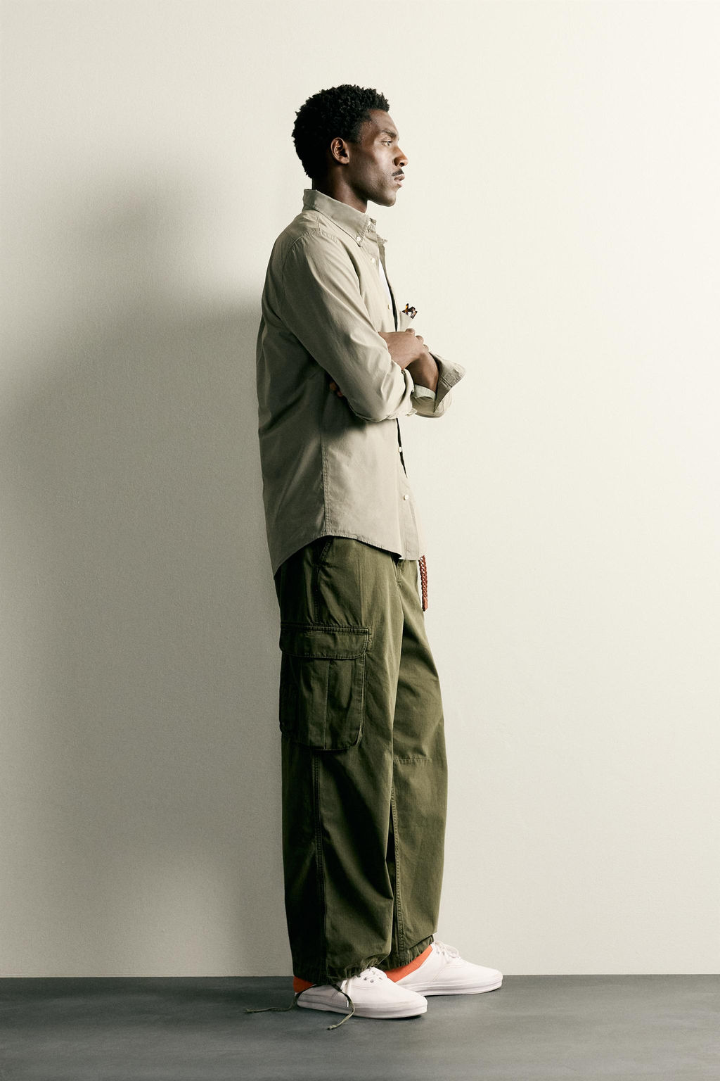 CAMISA REGULAR FIT ALGOD?N / Khaki - Zara фото 4