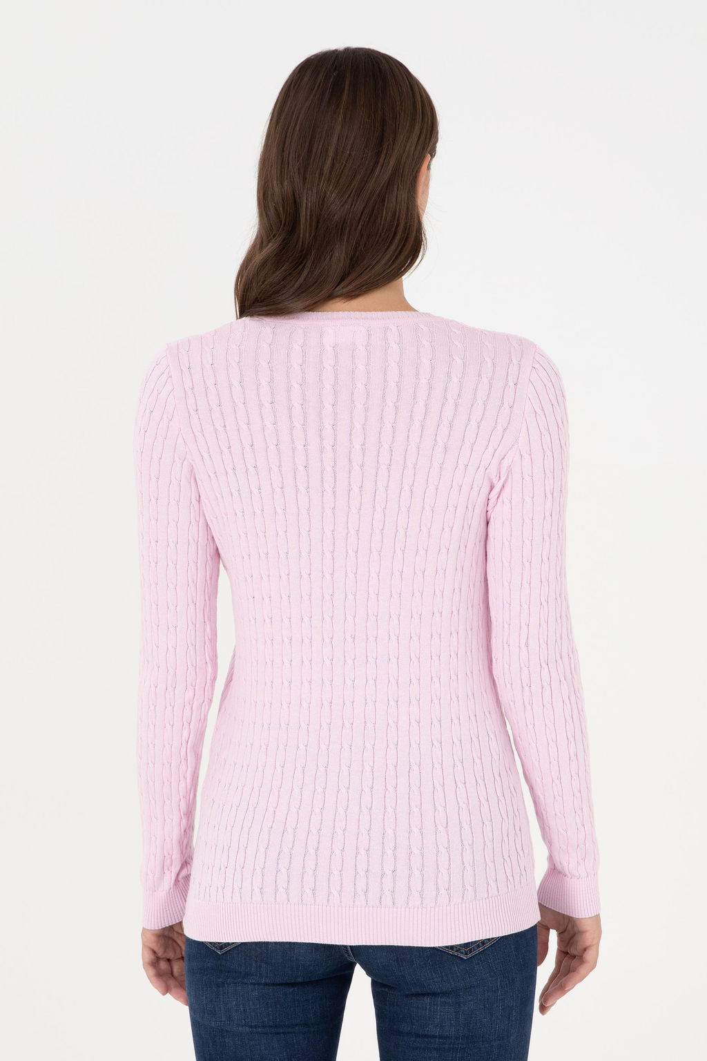 Женский розовый базовый свитер с v-образным вырезом Неожиданная скидка в корзине - U.s. polo assn фото 5