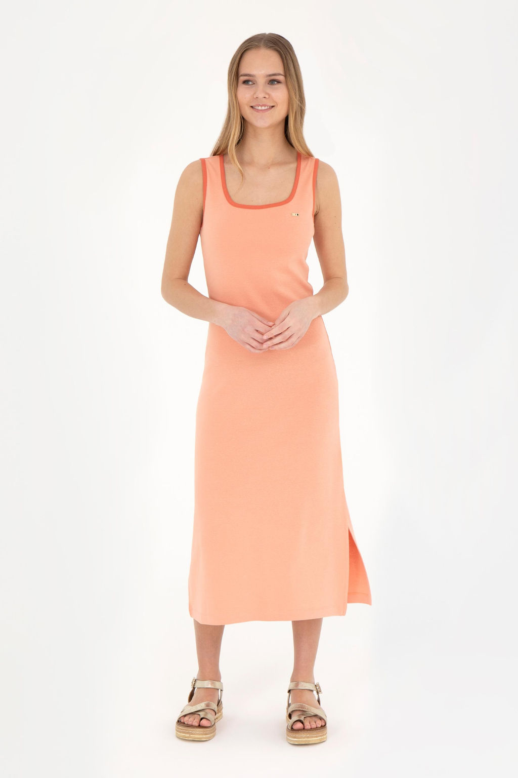 Женское трикотажное платье цвета лосося - U.s. polo assn фото 10