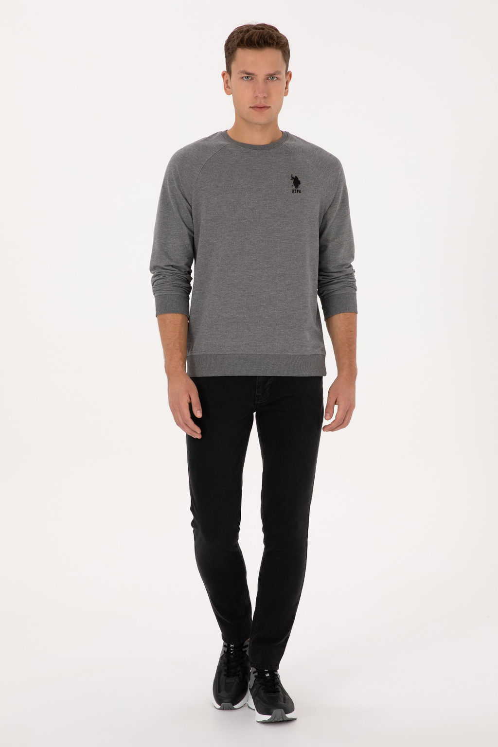 Erkek Antrasit Melanj Basic Sweatshirt - U.s. polo assn фото 4