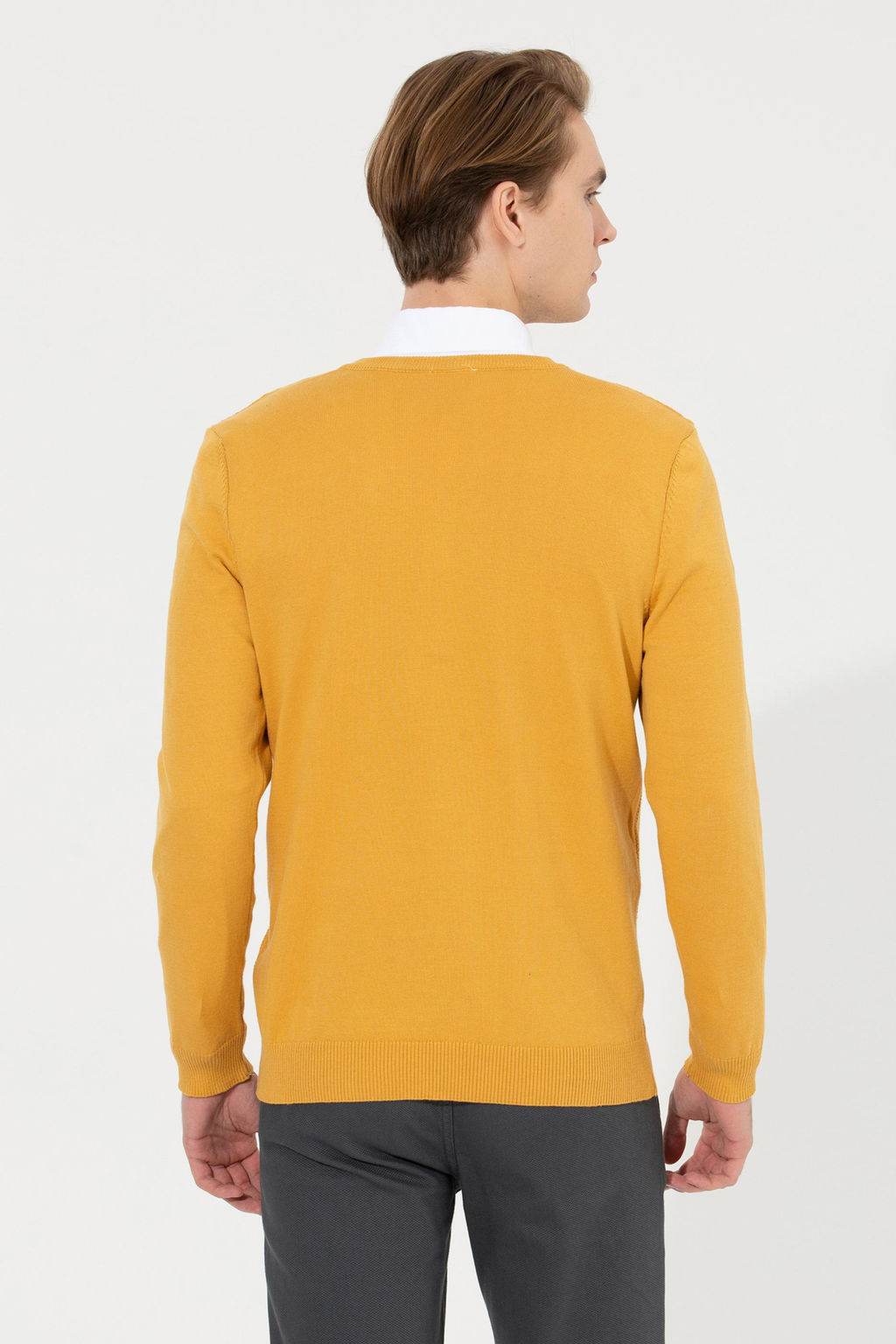 Мужской шафрановый трикотажный свитер Basic - U.s. polo assn фото 17