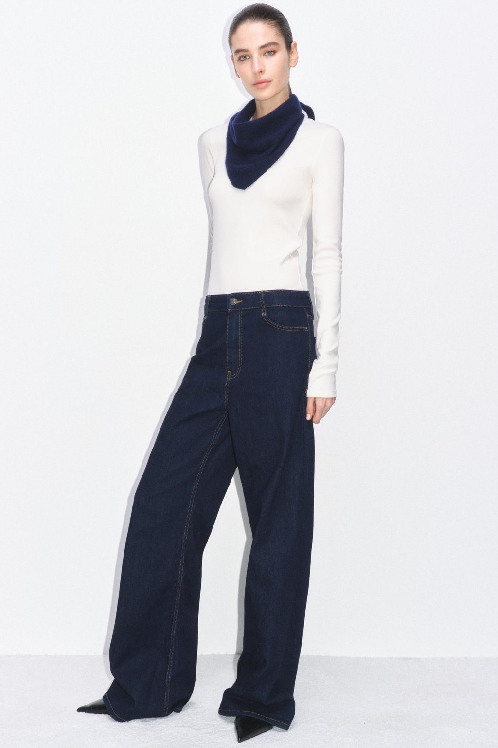 ZW COLLECTION WIDE-LEG HIGH-WAIST JEANS - Zara фото 5