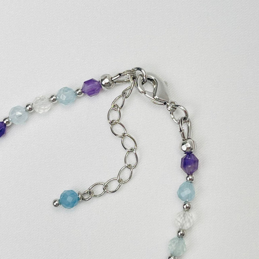 Браслет для "Рака" из Аквамарина,Аметиста и Горного Хрусталя 18 см +