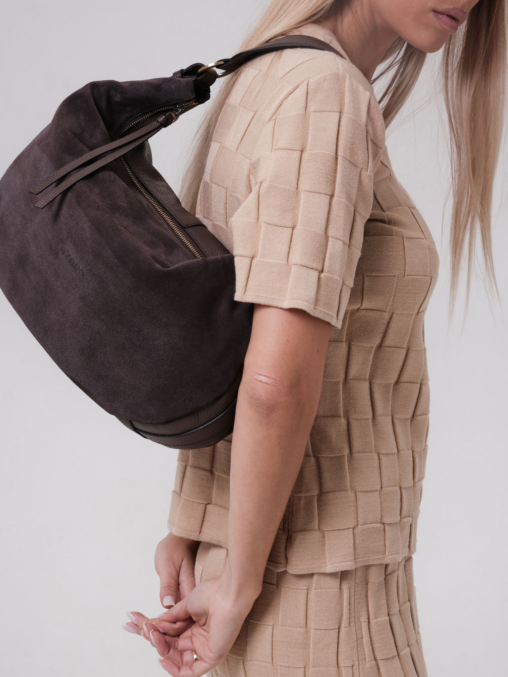 Сумка замшевая багет Azaro 30861 коричневый торф