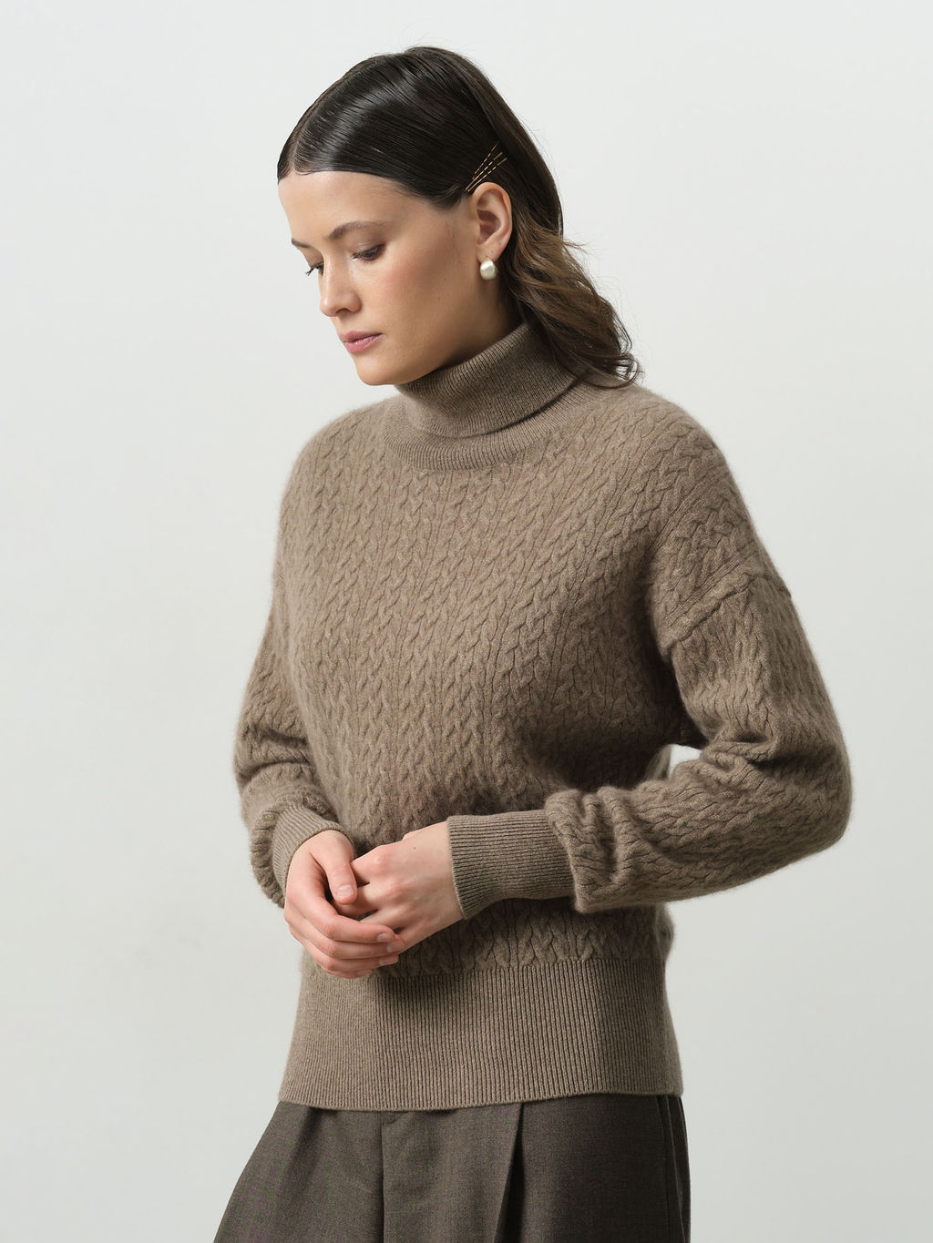 Свитер женский из кашемира KW051592-E капучино