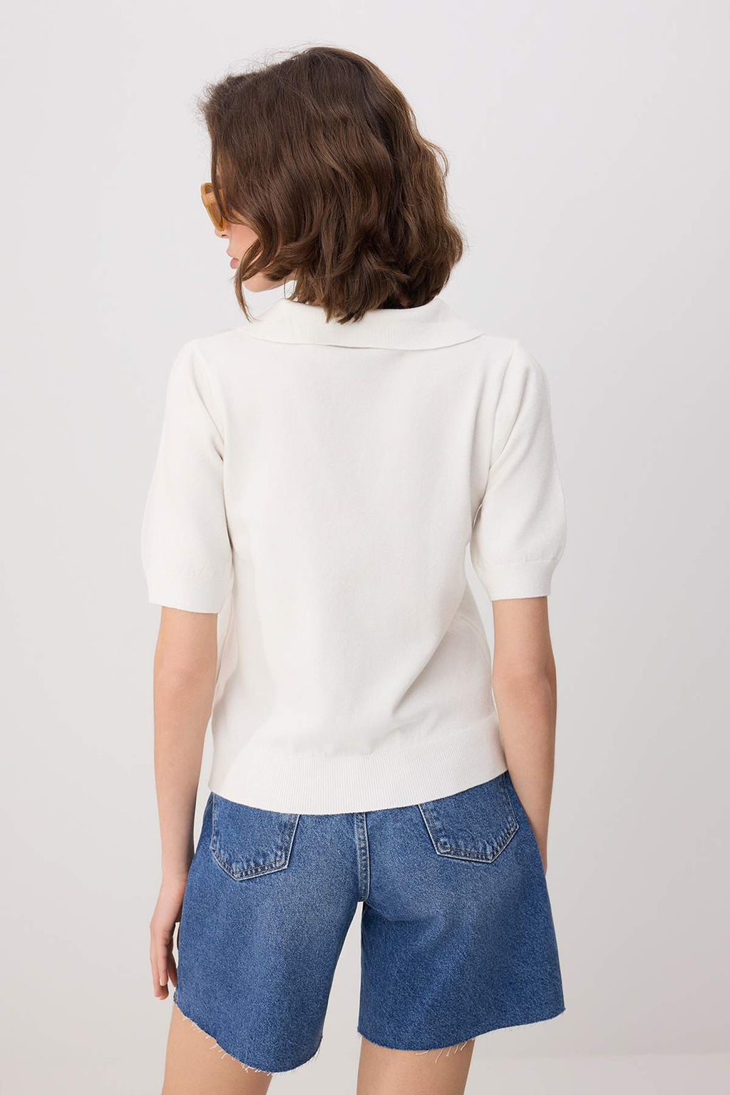 Ekru Denim Garni Detayl? Polo Yaka Triko Bluz TWOSS26BZ00122 - Trendyolmilla фото 4