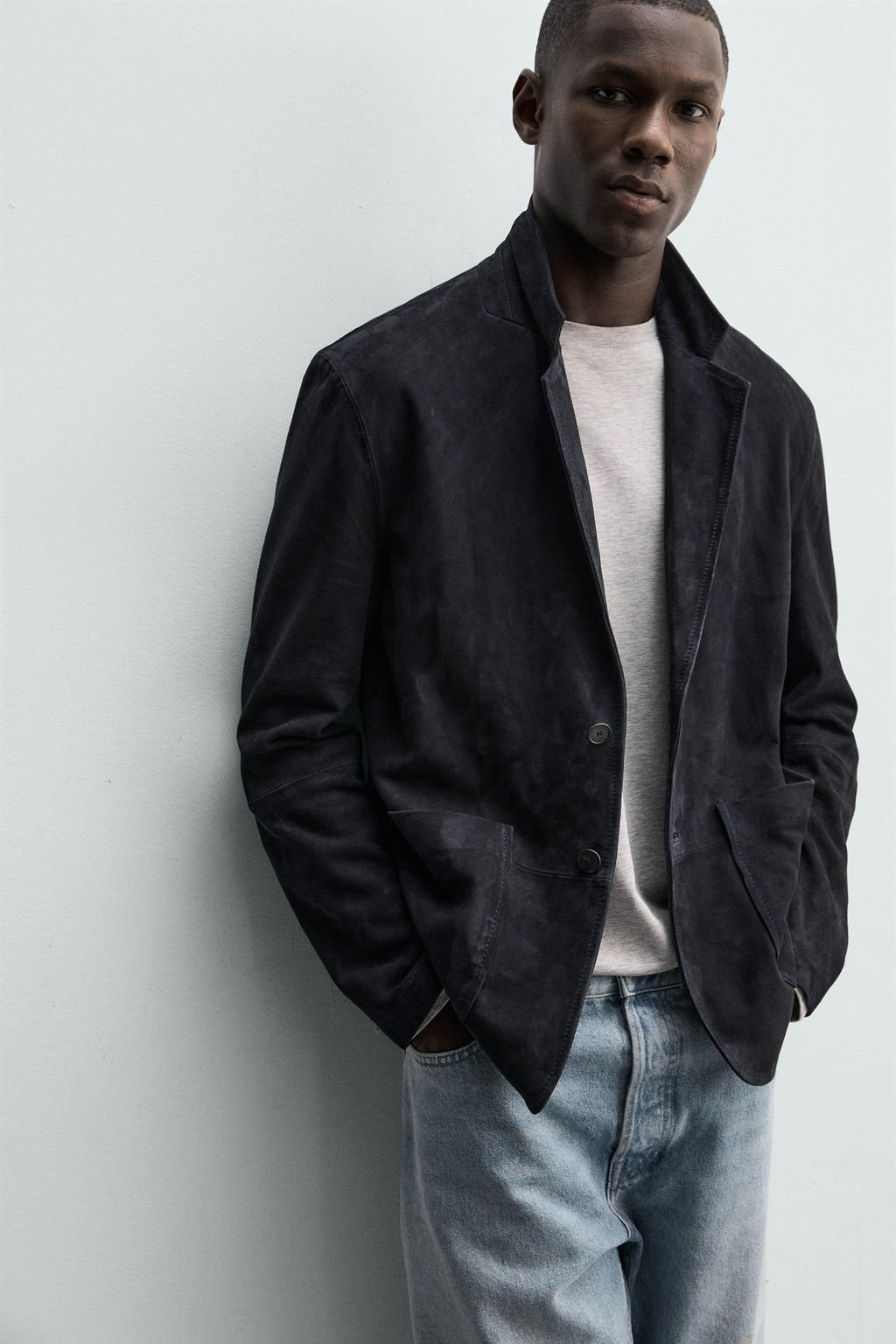 BLAZER REGULAR FIT PIEL ANTE / Marino oscuro - Zara фото 6