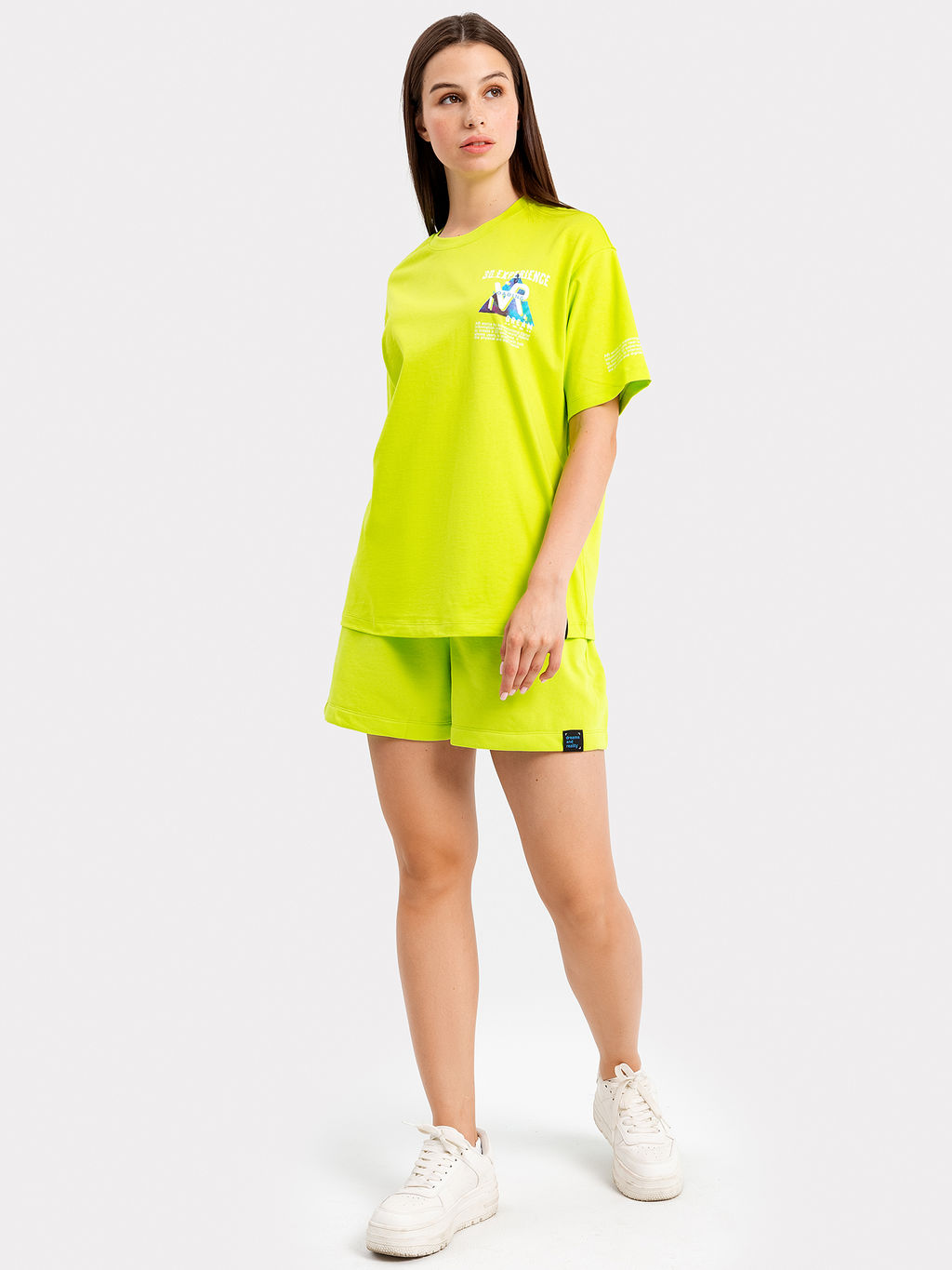 Шорты женские в салатовом цвете салатовый +печать 132319