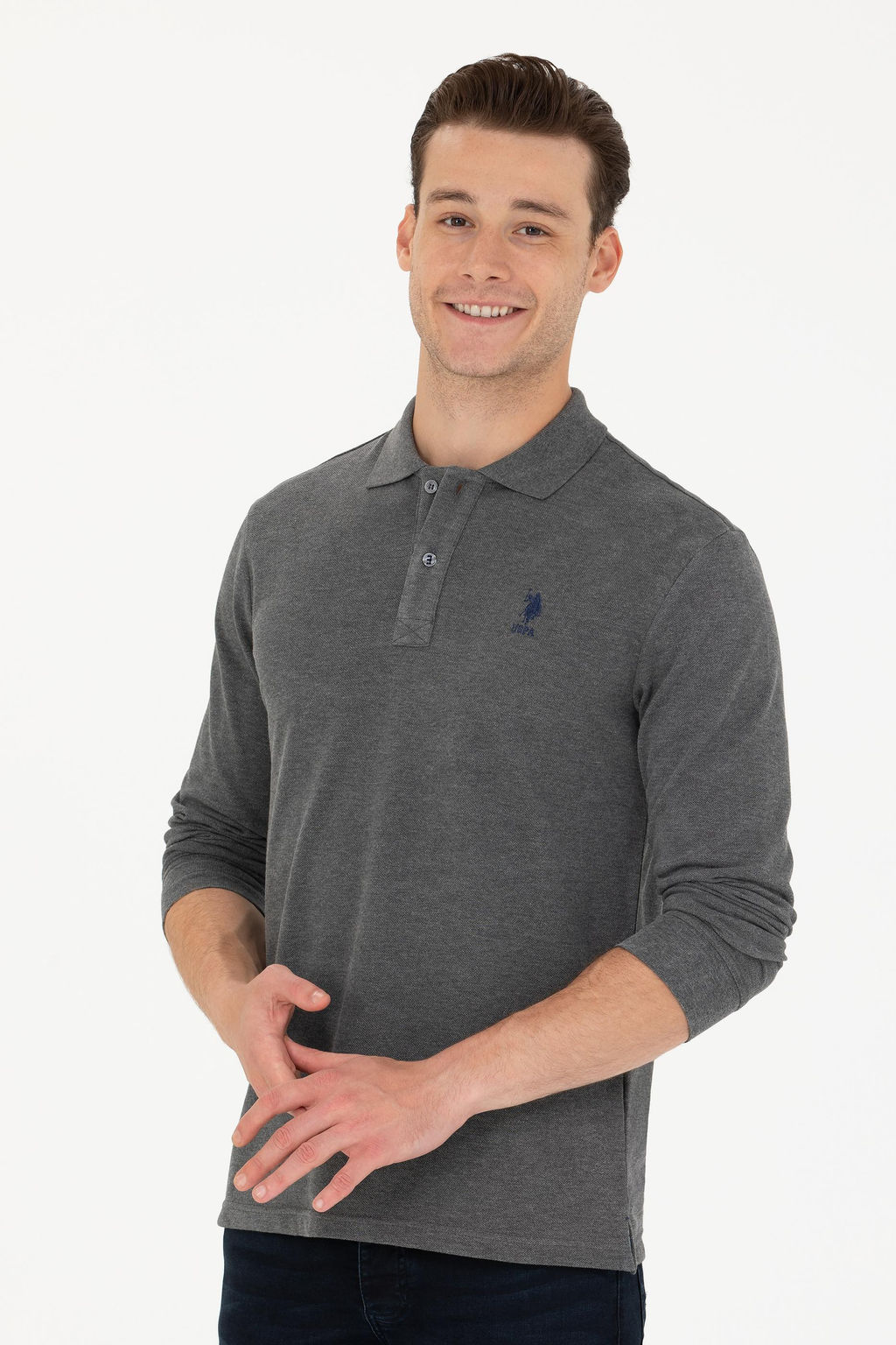 U. S. Polo Assn / Мужской базовый свитшот антрацитовый меланж - U.s. polo assn фото 17