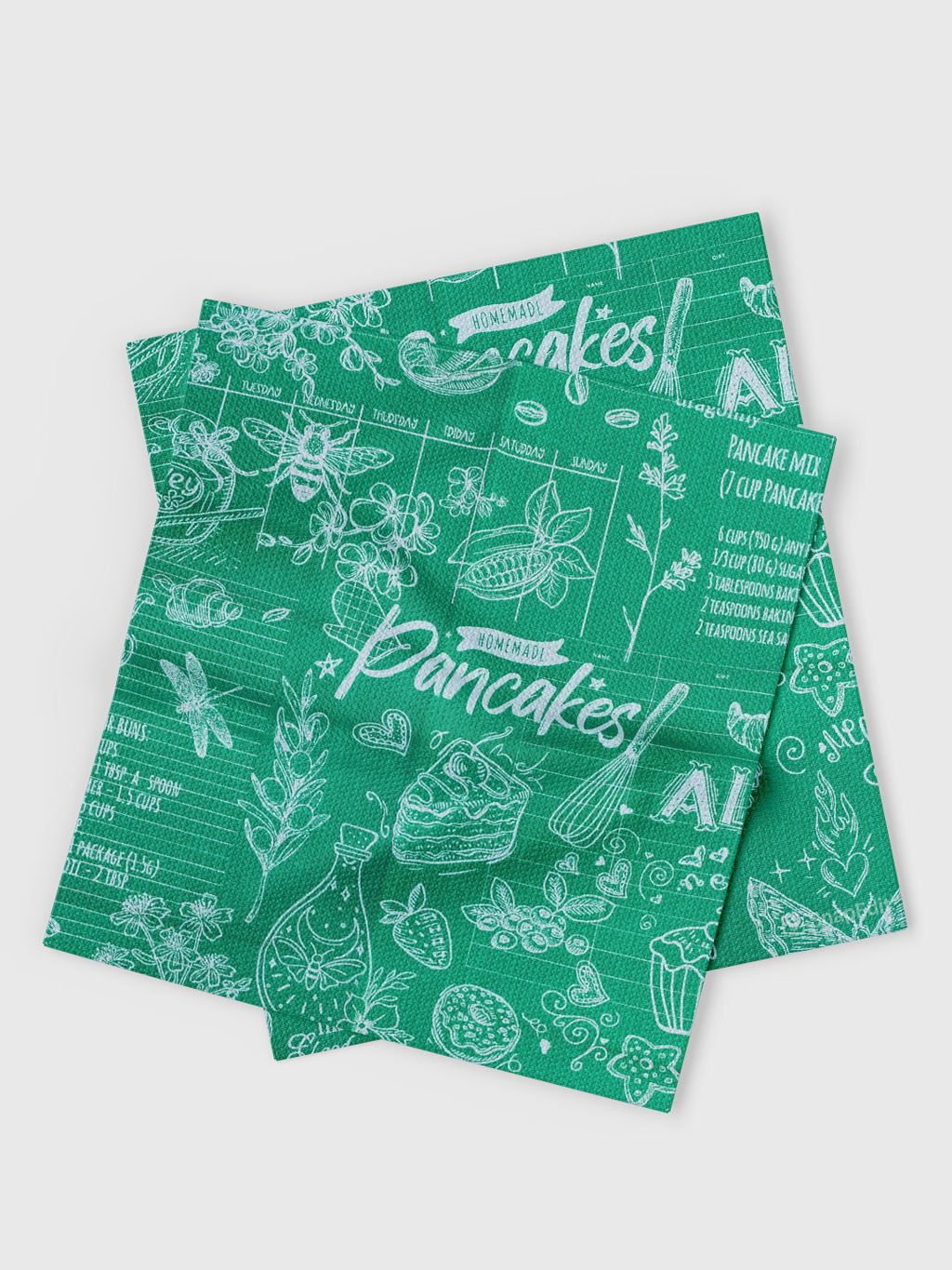 3шт Полотенце кухонное из рогожки - Кафе, цвет зеленый 45x60