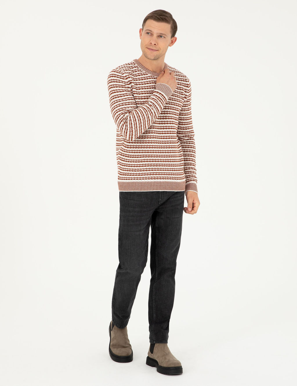 Трикотажный свитер узкого кроя с круглым вырезом Tile - Cacharel фото 5