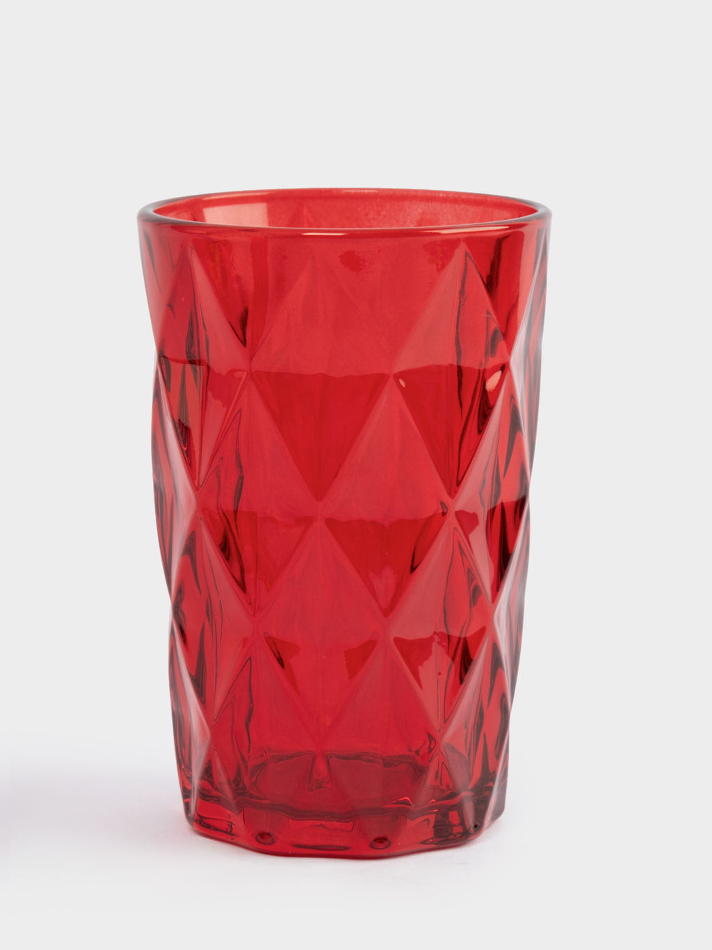 Стакан, 12 см, 340 мл, стекло, красный, Diamond color