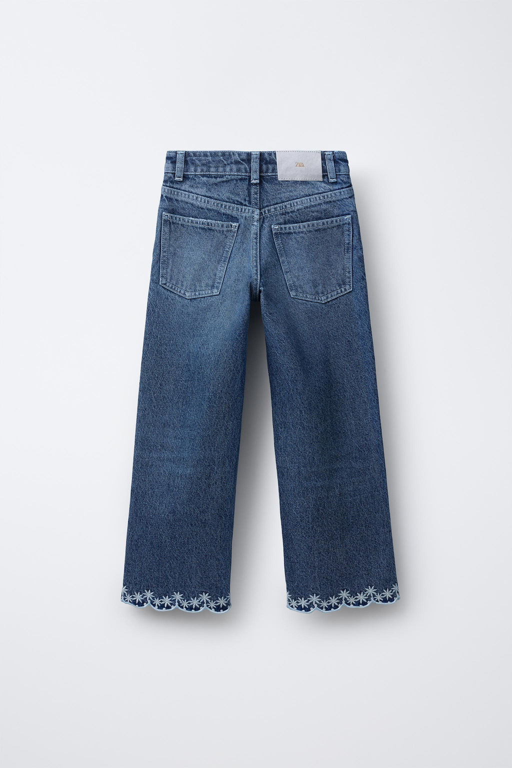 EMBROIDERED STRAIGHT-LEG DENIM TROUSERS - Zara фото 2