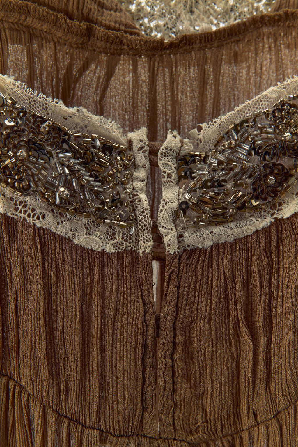 BEADED LACE PLISSE DRESS - Zara фото 8