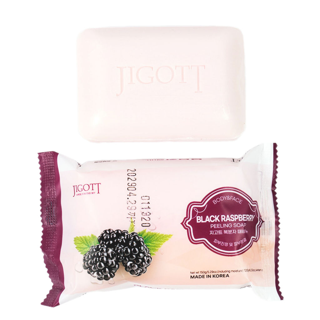 Jigott Мыло-скраб для лица и тела с экстрактом ежевики / Black Raspberry Scrub Soap, 150 г