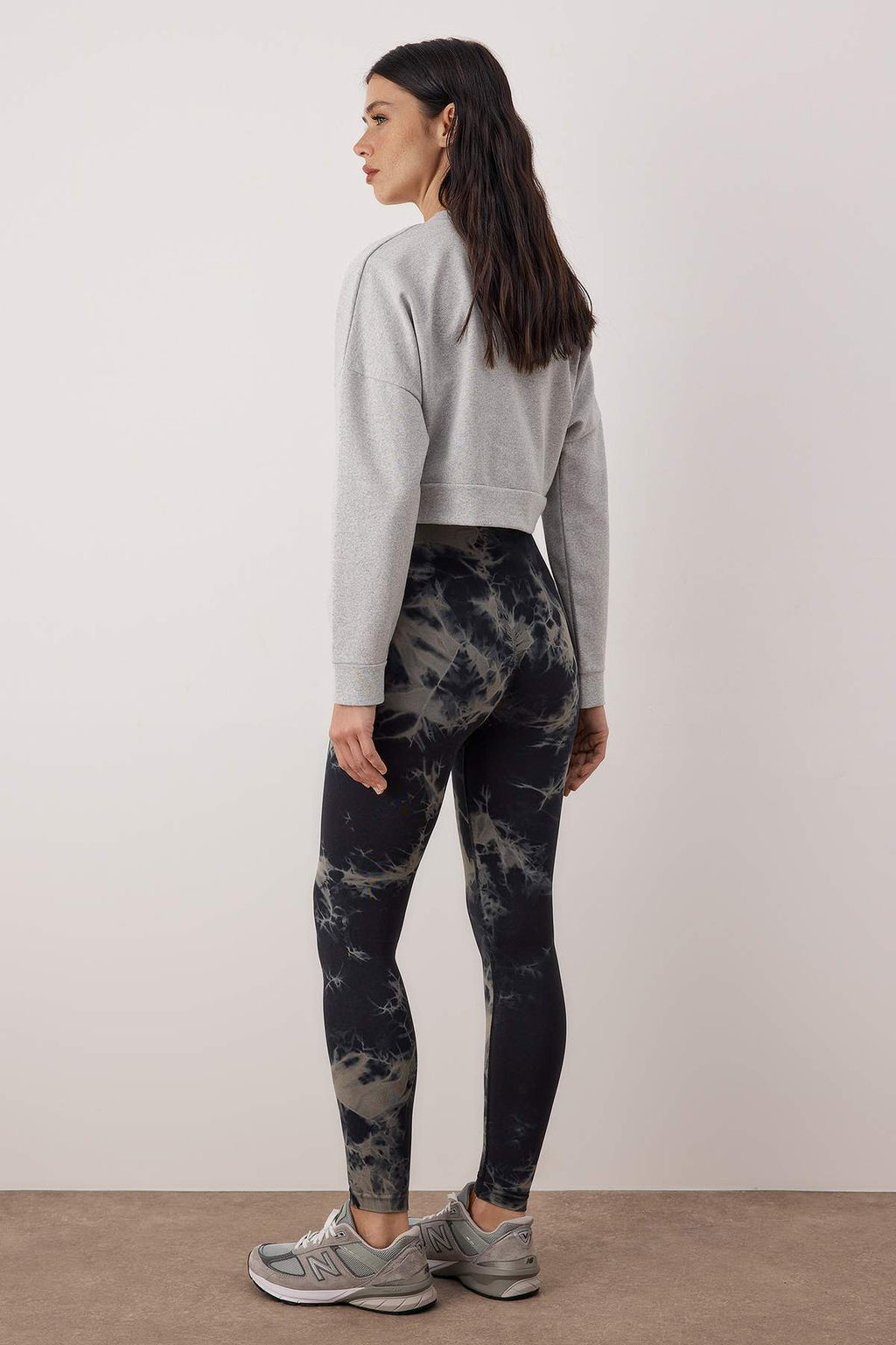 Siyah Seamless/Dikissiz Batik Desenli Tam Boy Orme Spor Tayt THMAW26TY00022