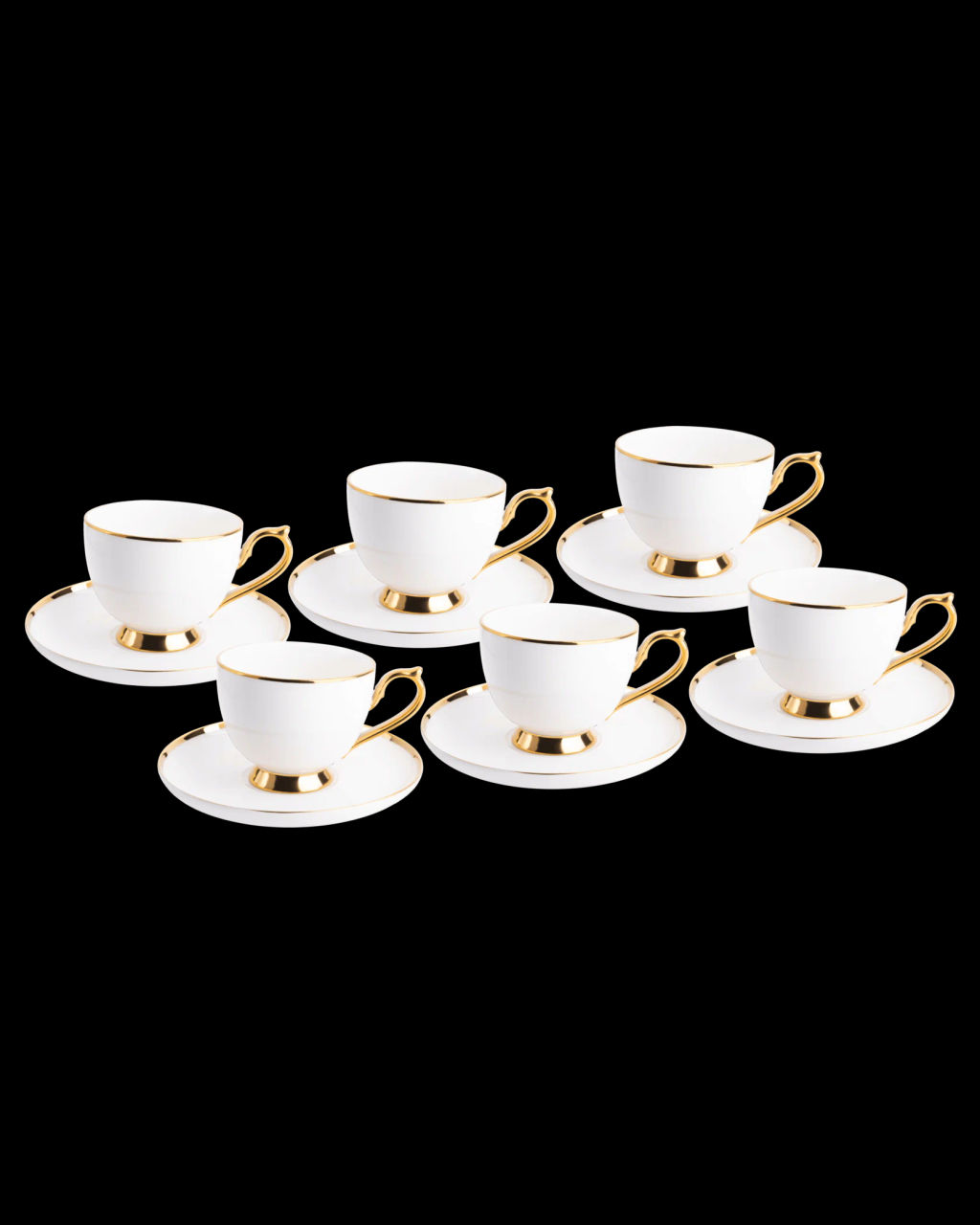Чайный сервиз фарфоровый, 12 предметов (6 персон), арт. 0200-WHT/GD-12