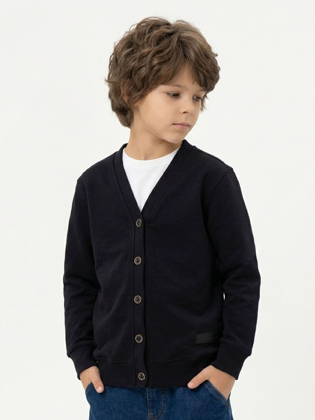 Кардиган на пуговицах 22-1757 черный - Mini maxi фото 5