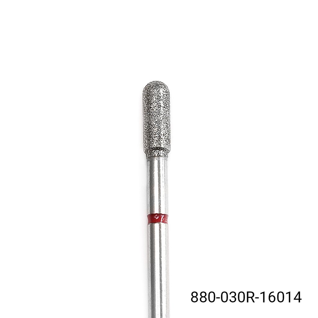 Алмазная насадка для кутикулы, цилиндр закруглённый, красная насечка 880/030R - Global fashion фото 2