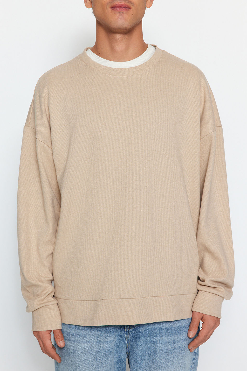 TRENDYOL MAN Lacivert Bisiklet Yaka Oversize/Genis Kesim Yumusak F?rcal? Selanik Sweatshirt TMNAW24SW00057 - Trendyolmilla фото 19