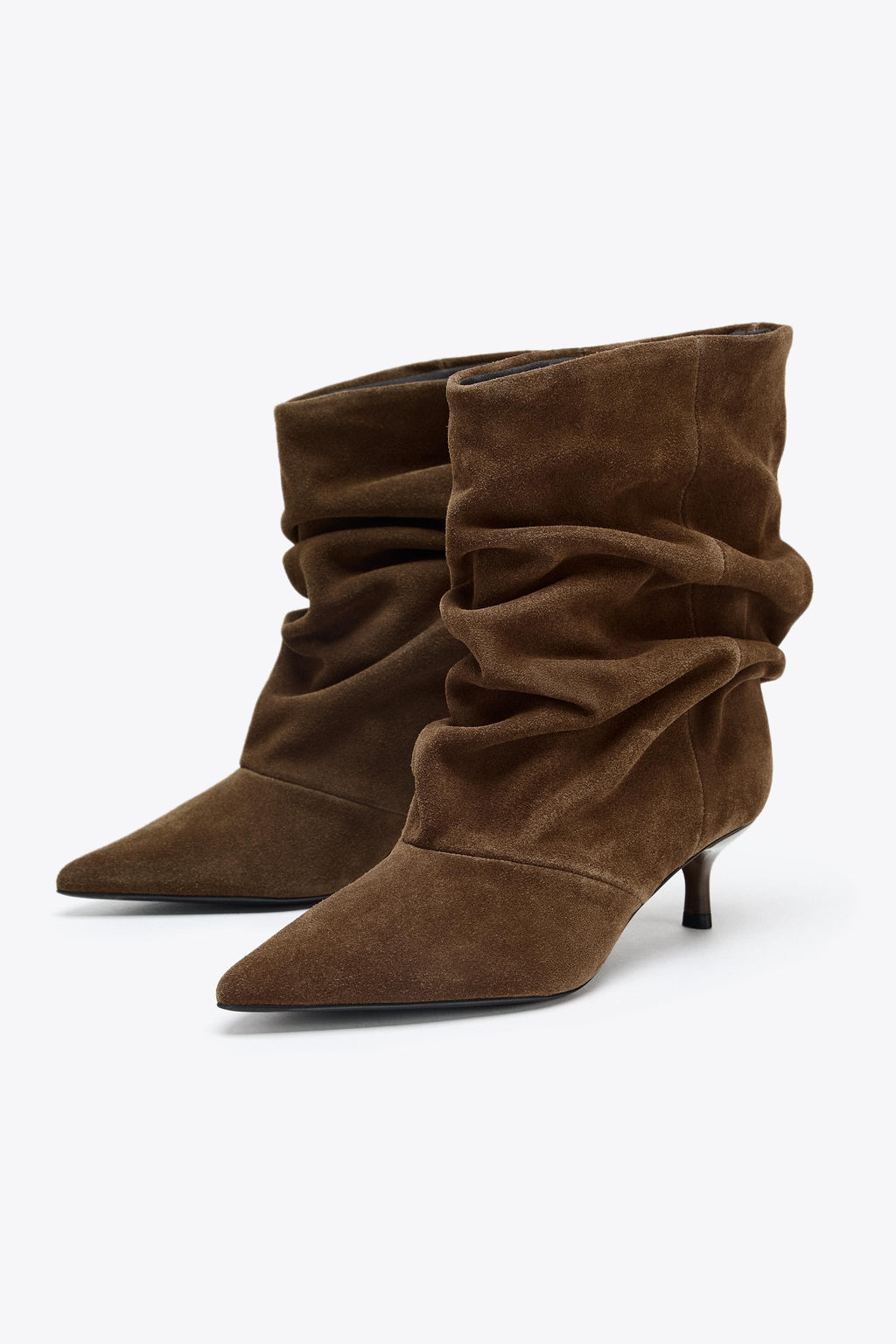 RUFFLED SPLIT SUEDE ANKLE BOOTS - Zara фото 2