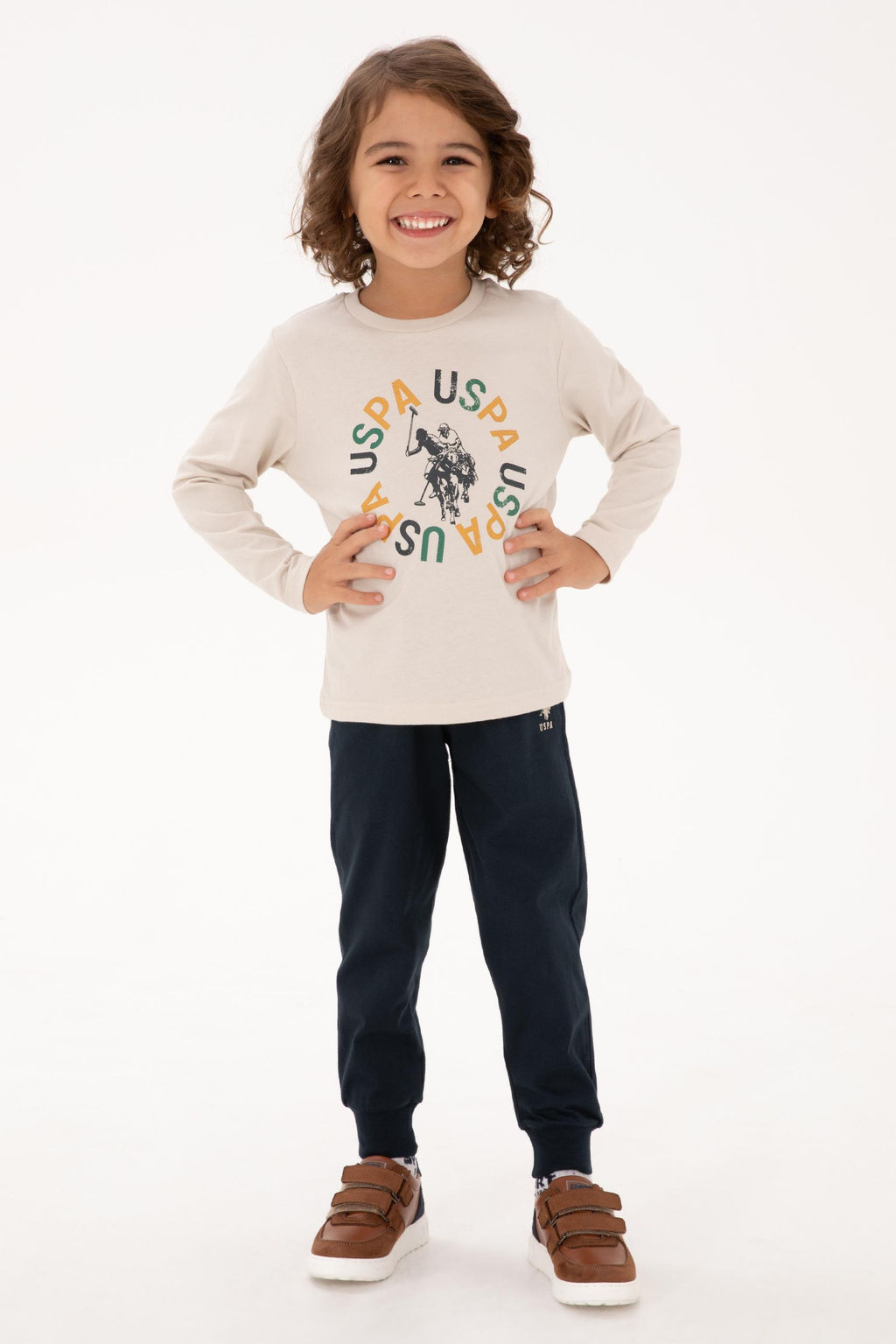 Erkek _ocuk Bej Pijama Tak_m_ Sepette S_rpriz _ndirim - U.s. polo assn фото 8