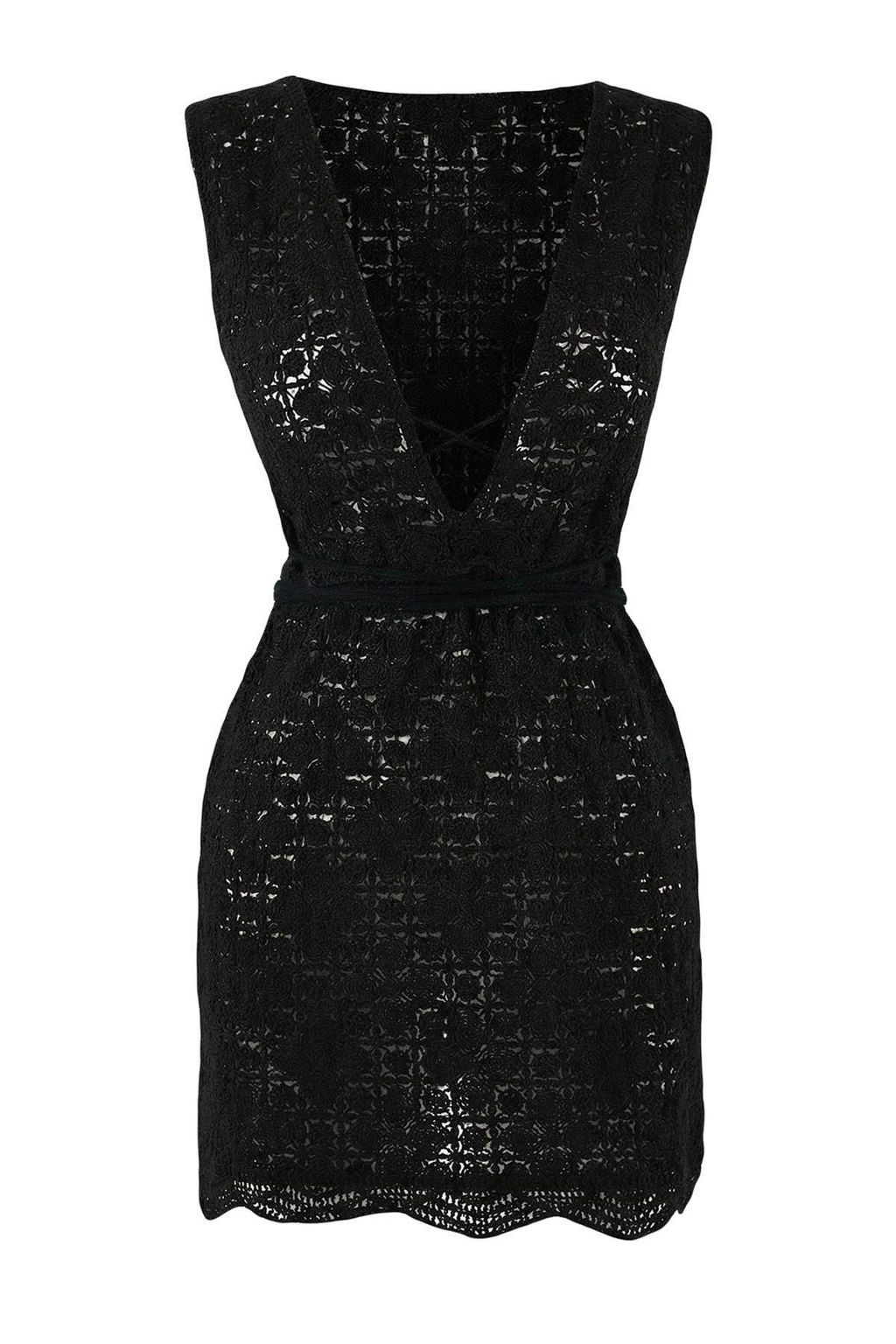 Beyaz Premium Triko Ajurlu Super Mini Derin V Yaka Plaj Elbisesi TBESS26EL00007 - Trendyolmilla фото 7