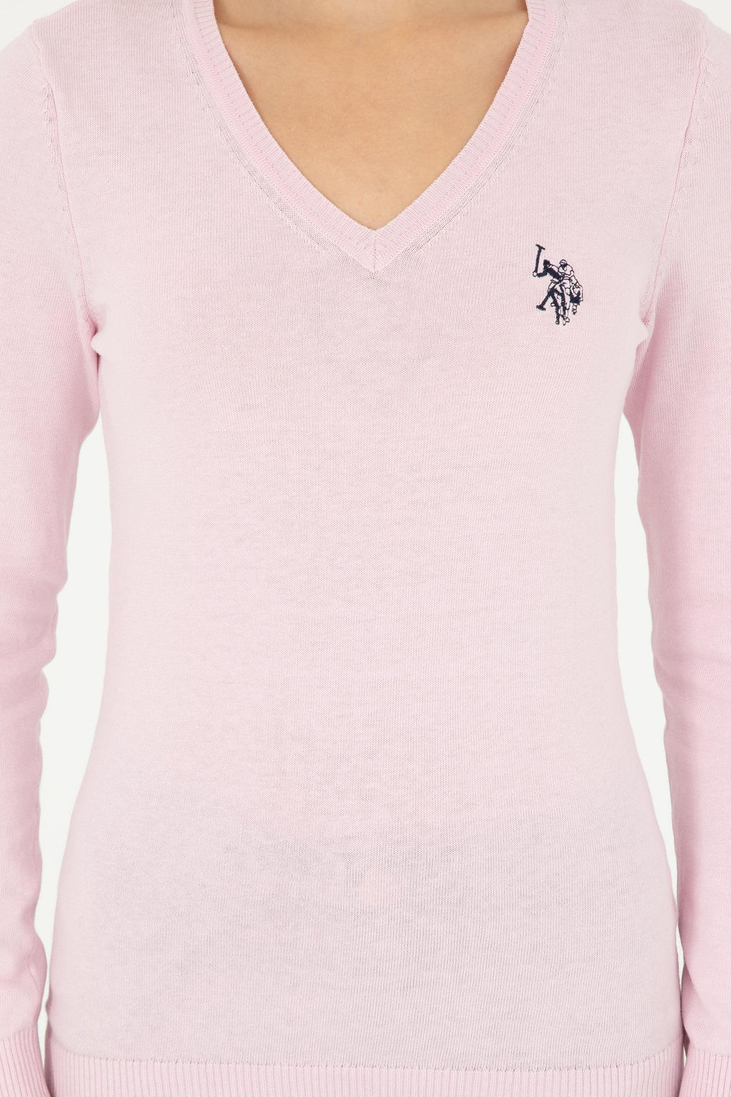 Женский розовый базовый свитер с v-образным вырезом Неожиданная скидка в корзине - U.s. polo assn фото 6