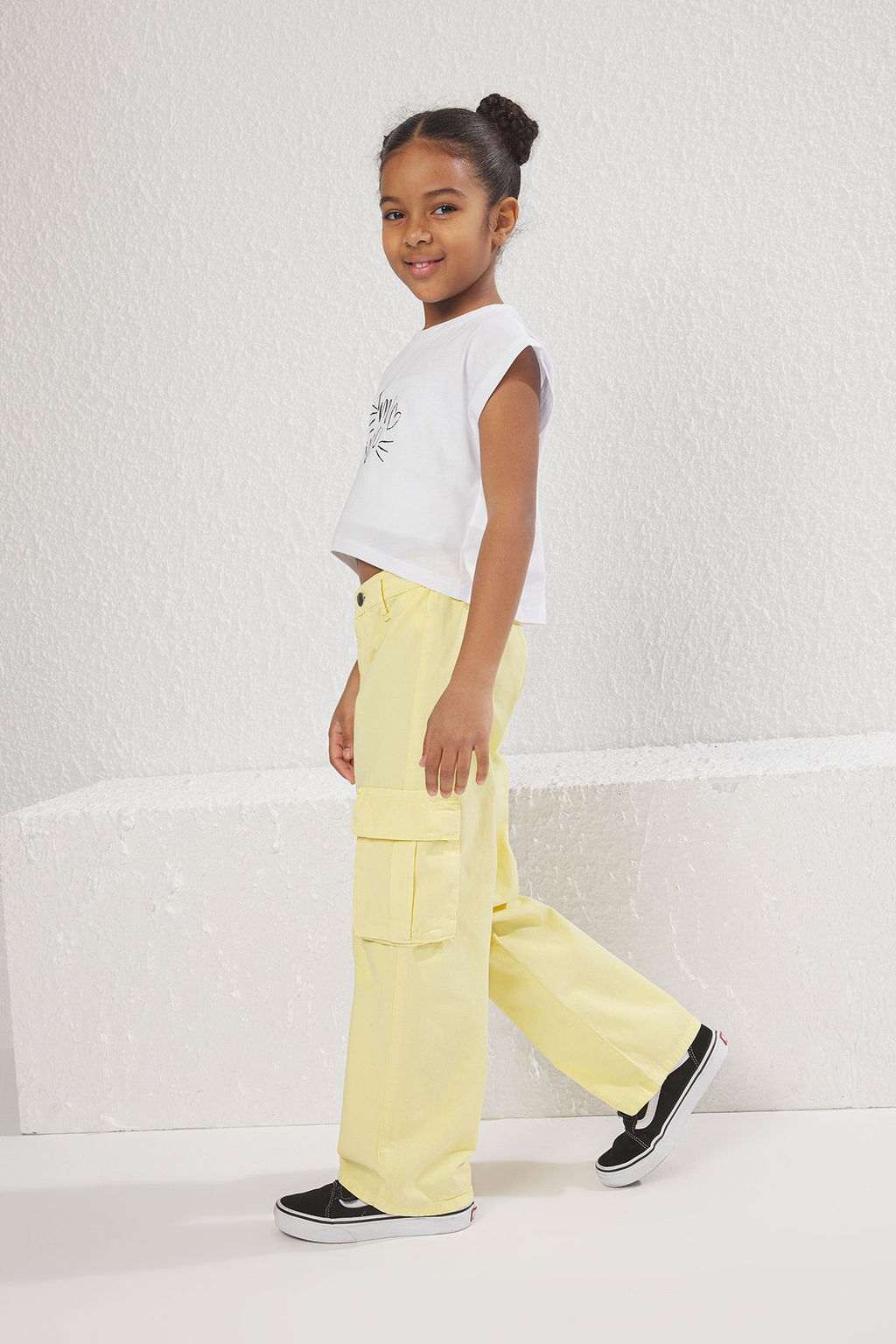 Pembe K?z Cocuk %100 Pamuk Cep Detayl? Wide Leg Lastikli Dokuma Pantolon TKDSS25PL00004 - Trendyolmilla фото 7