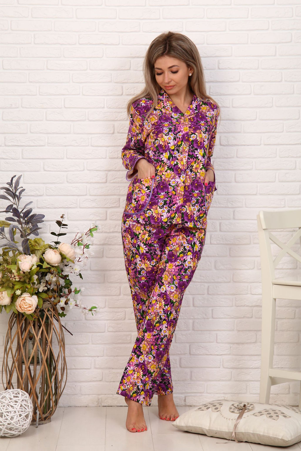 Пижама ночная женская,модель 417,фланель (Камилла, вид 3) - Ивановотекстиль фото 4