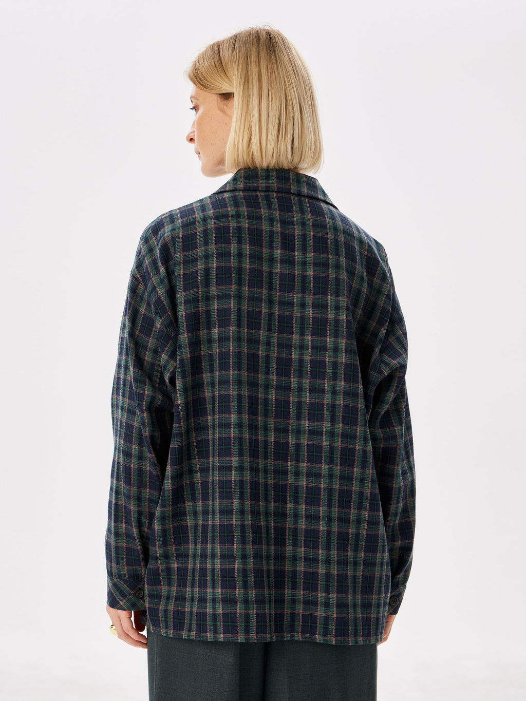 Блузка женская дл. рук. KATHARINA KROSS KK-B-0036F-FR-сине-зеленый, клетка  фото 4