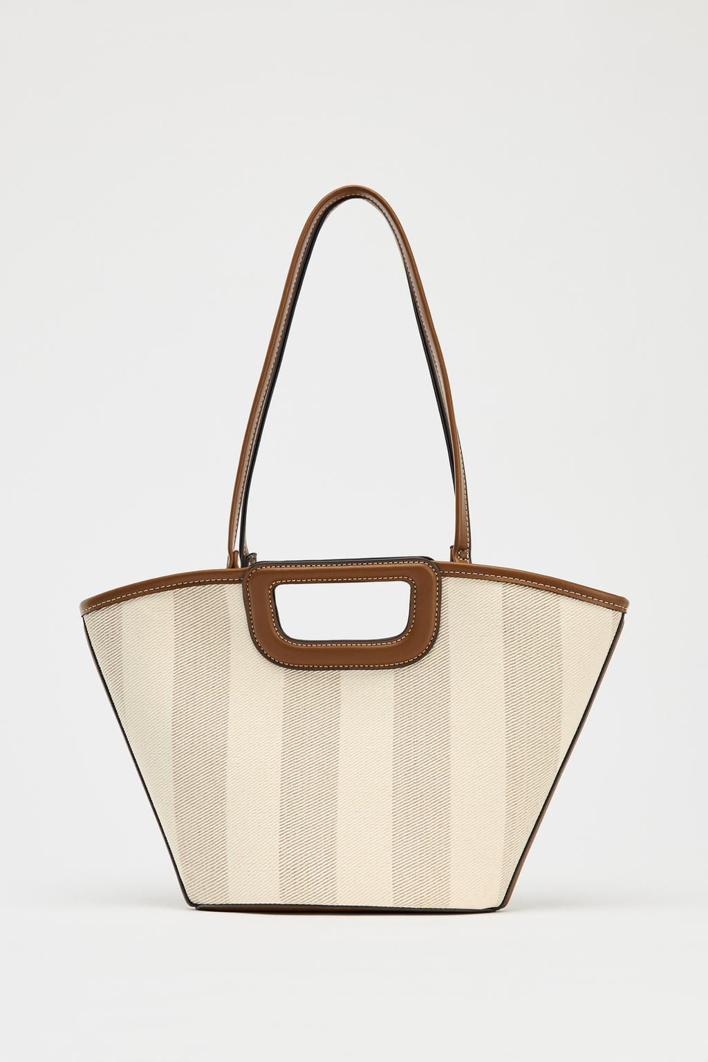 CANVAS TOPSTITCHED TOTE BAG - Zara фото 3
