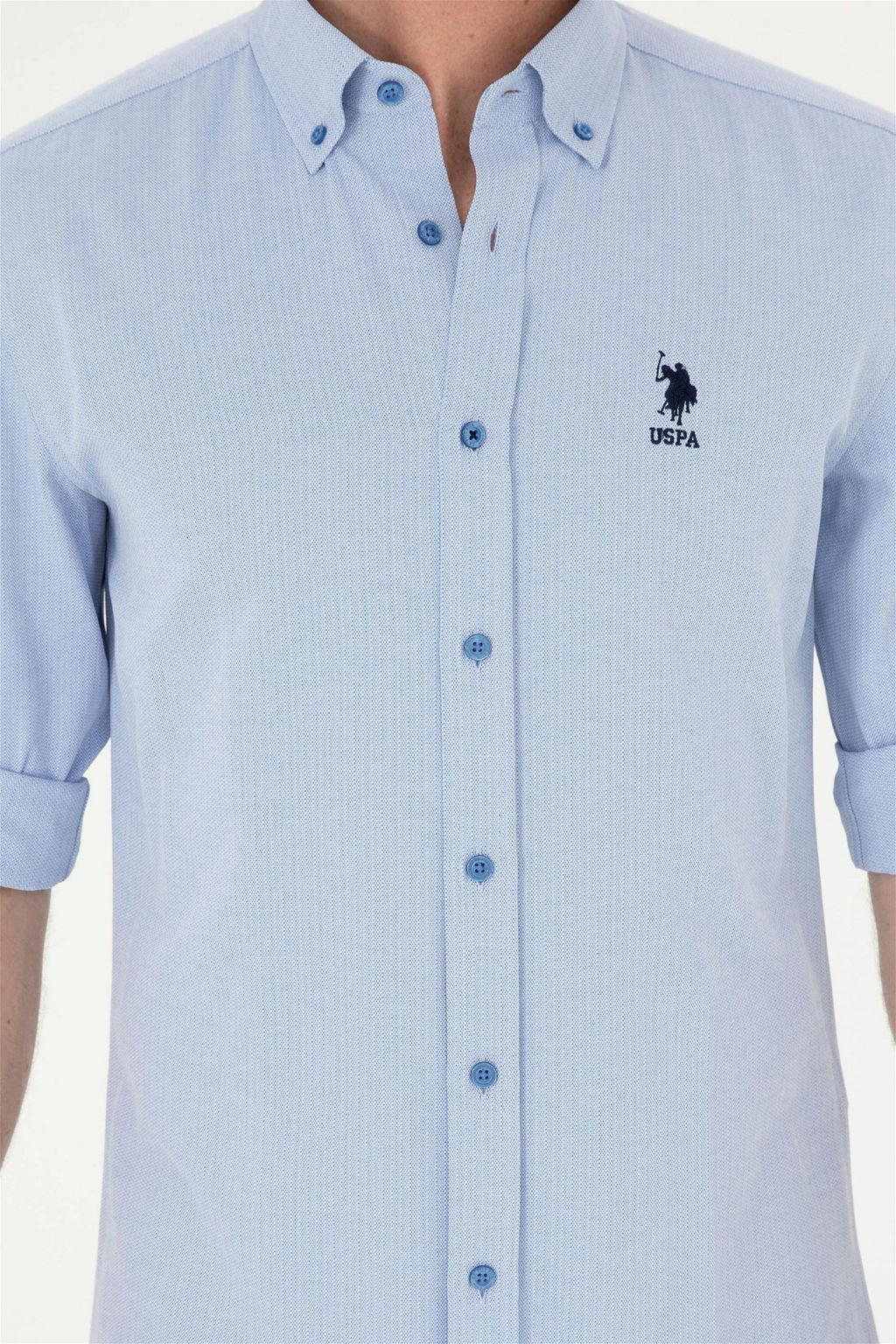 U. S. Polo Assn / Мужская голубая рубашка с длинным рукавом - U.s. polo assn фото 6