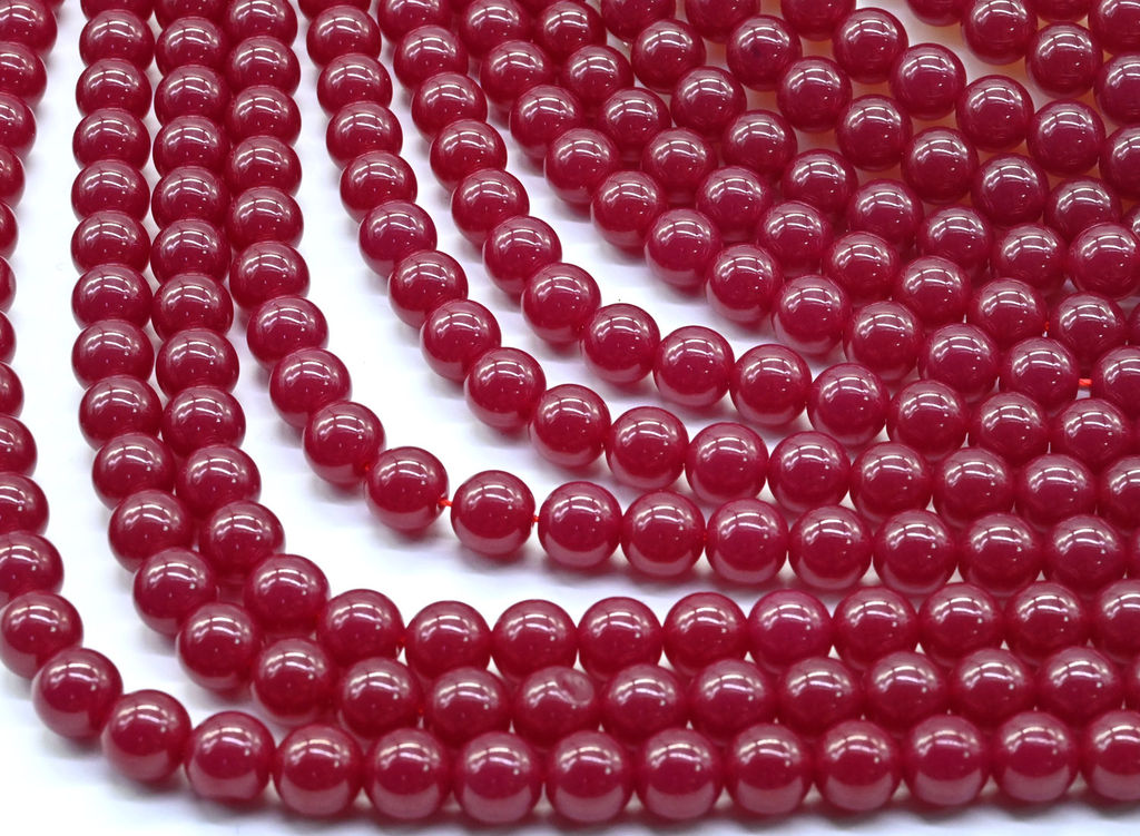 Бусины из рубина шарик 8мм, 38см, 48 бусин Радуга камня