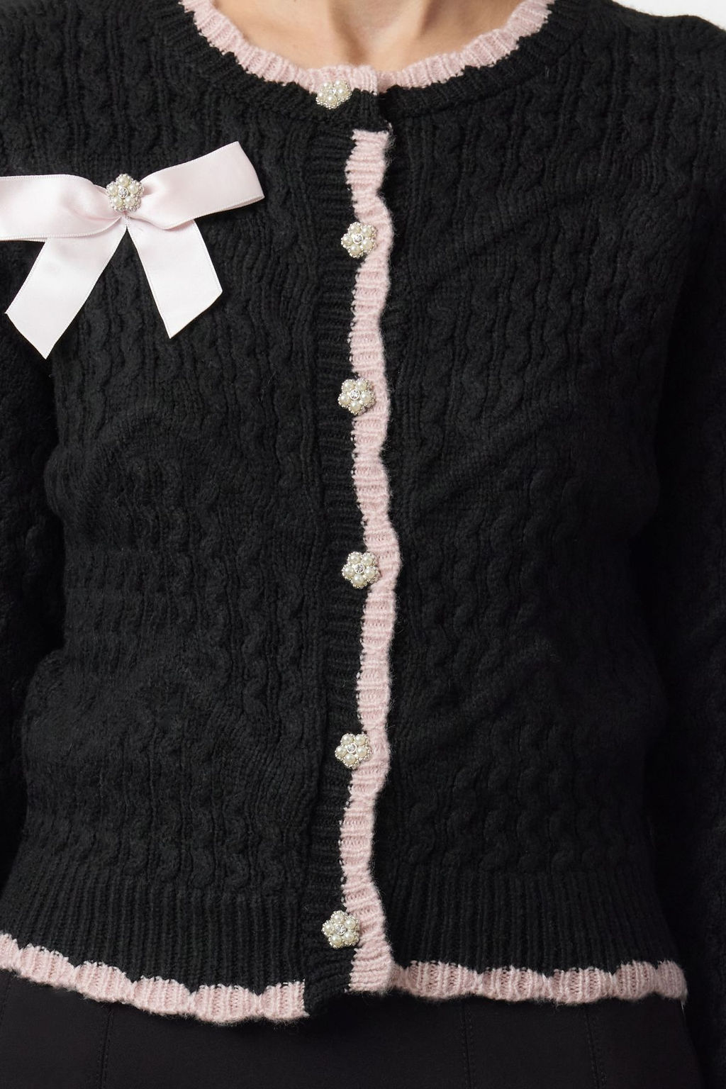 TRENDYOLMILLA Ekru Kurdele/Fiyonk Detayl? Boncuk Islemeli Triko H?rka TWOAW25HI00247  фото 3