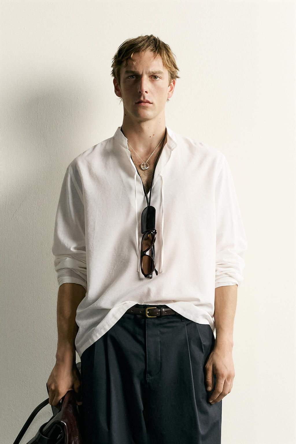 CAMISA RELAXED FIT ALGOD?N - VISCOSA LAZOS / Blanco roto - Zara фото 2