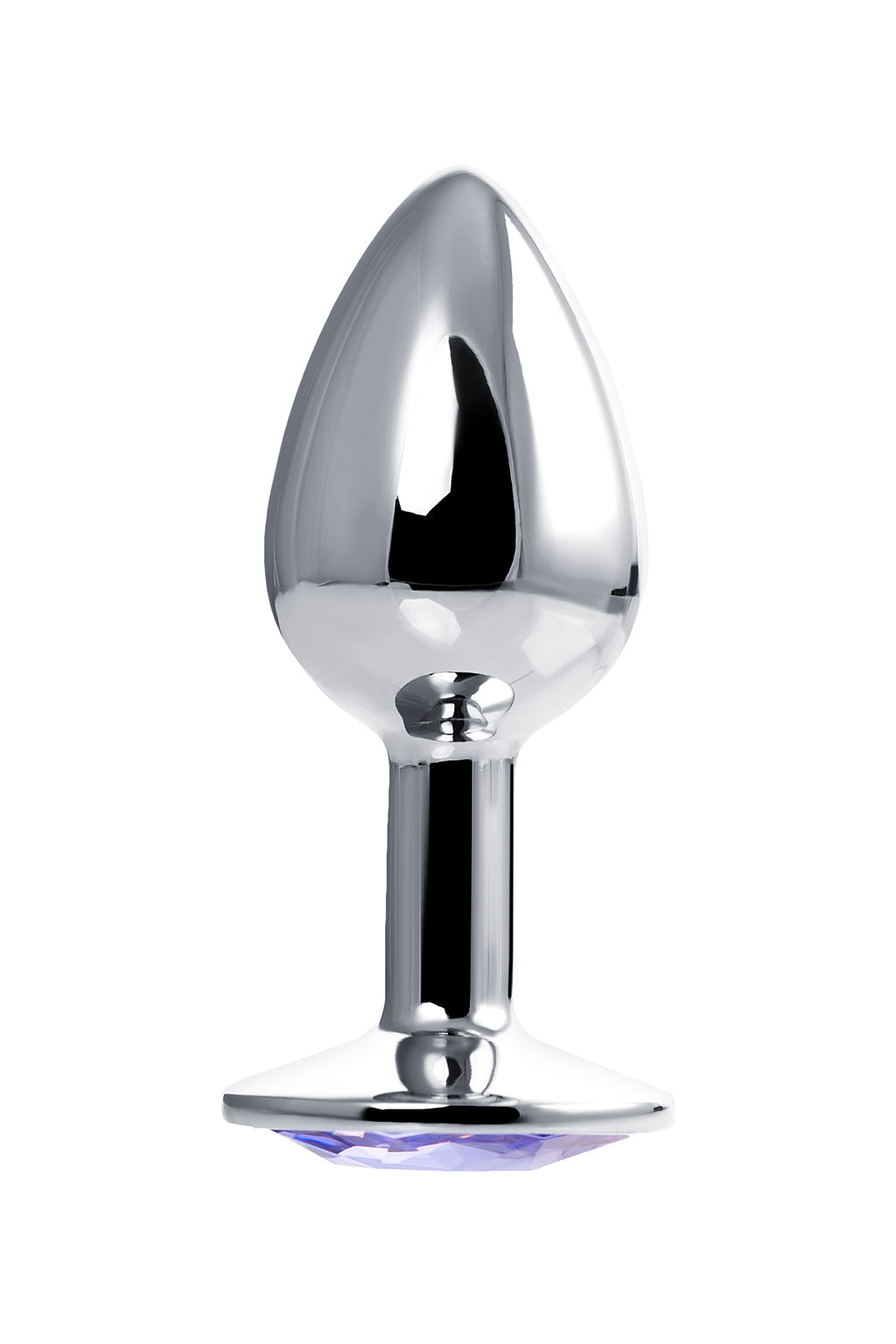 Анальная втулка Штучки-дрючки, металл, серебряная, с фиолетовым кристаллом, 7 см, 2,8 см, 50 г  фото 3